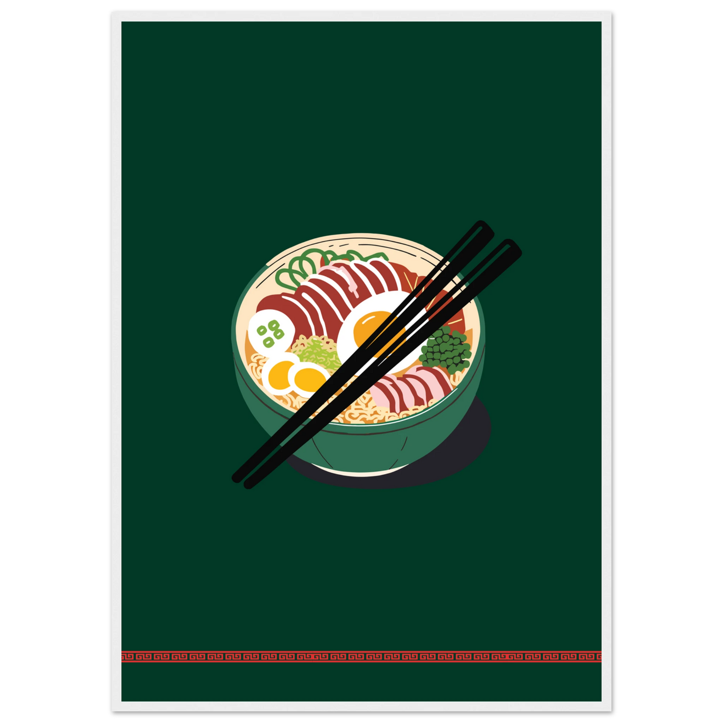 Flavorful ramen bowl wall art print by anya trut customize your size frame art print in a White frame size 21x29.7 cm / 8x12" affordable wall art by Art Aunty NZ