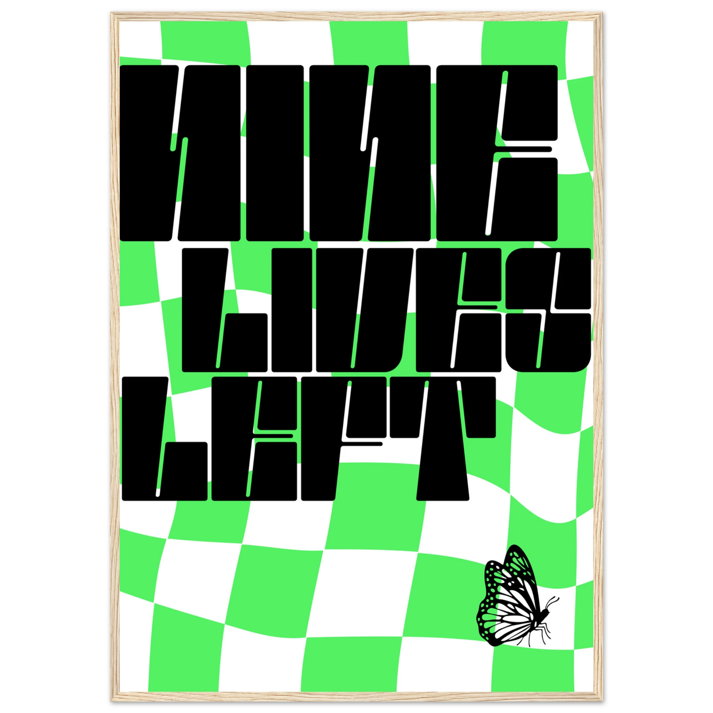 Nine lives left psychedelic pop art print by anya trut choose your size frame art print in a Black frame size A1 (59.4 x 84.1  cm) affordable wall art by Art Aunty NZ