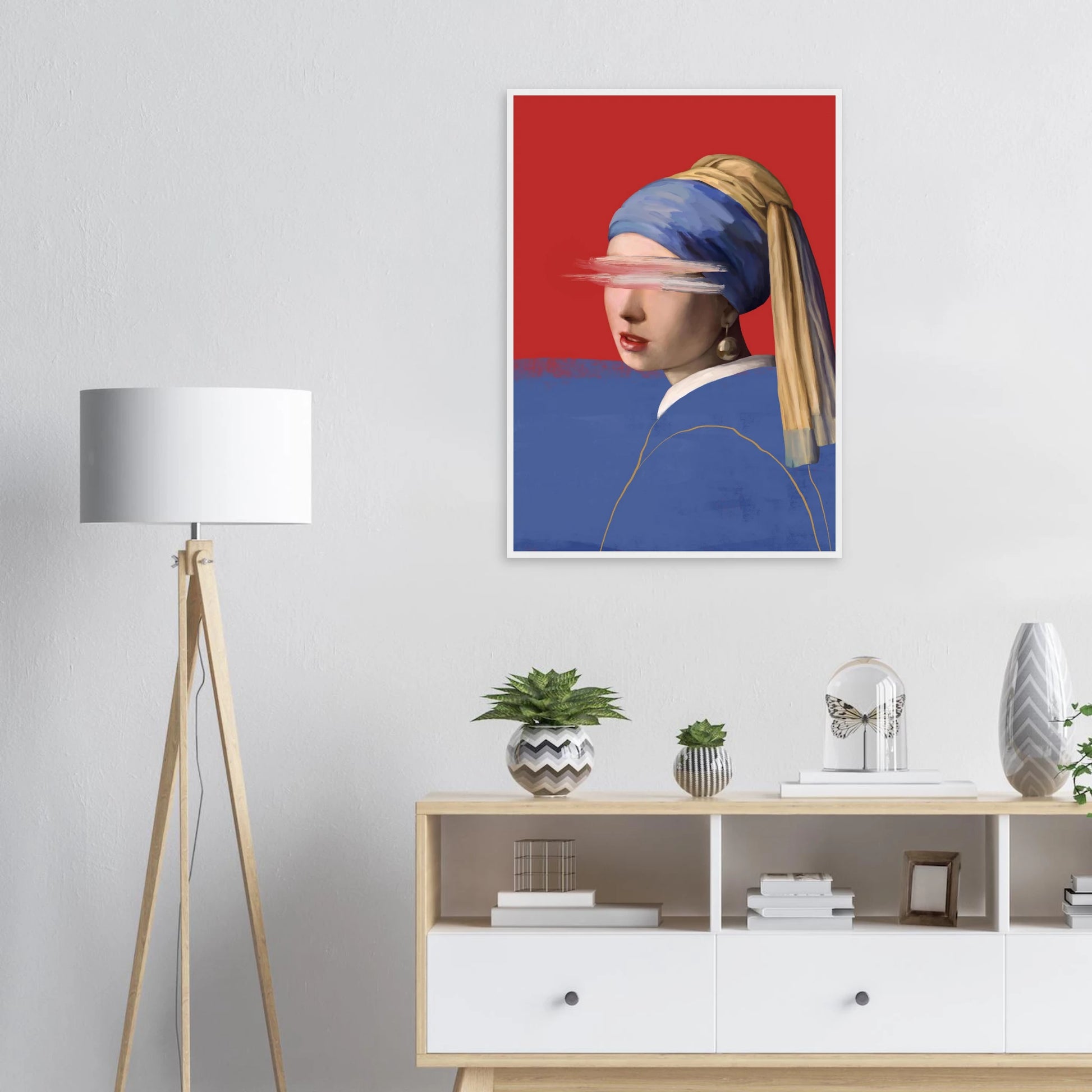 Girl with a pearl earring modern abstraction framed poster by ioana horvat in your choice of size frame color art print in a  size  affordable wall art by Art Aunty NZ
