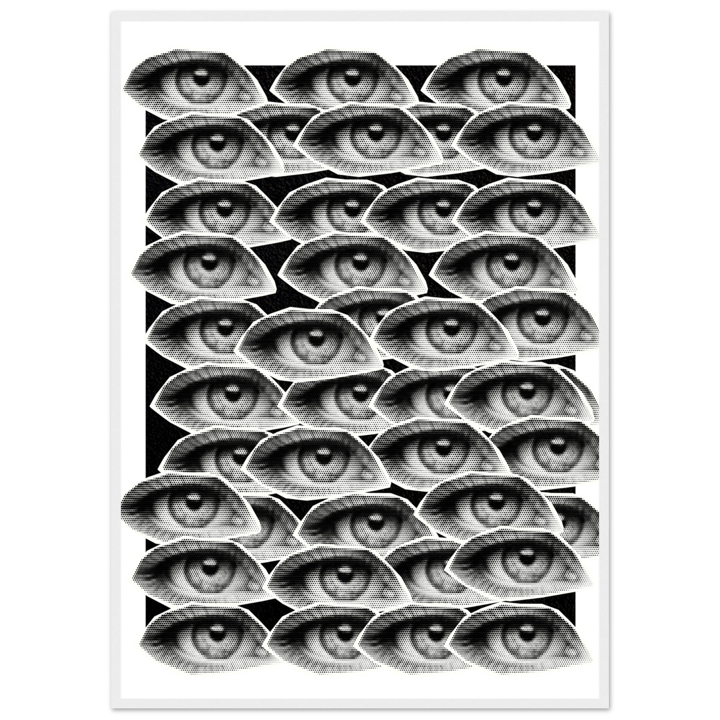 Hypnotic gaze a visionary eye patterned framed poster choose your size frame art print in a White frame size 21x29.7 cm / 8x12" affordable wall art by Art Aunty NZ