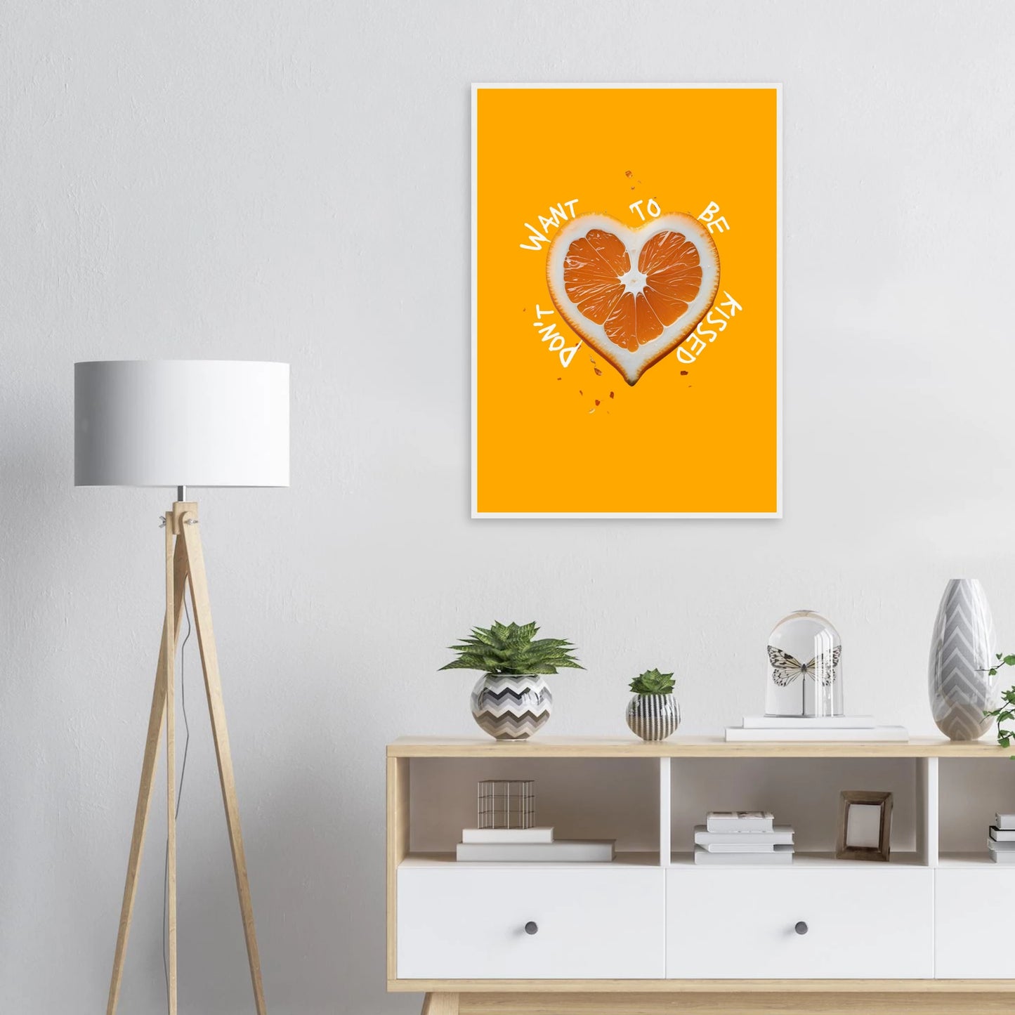 Vibrant orange heart slice art print dont want to be kissed by anya trut choose your size frame art print in a  size  affordable wall art by Art Aunty NZ