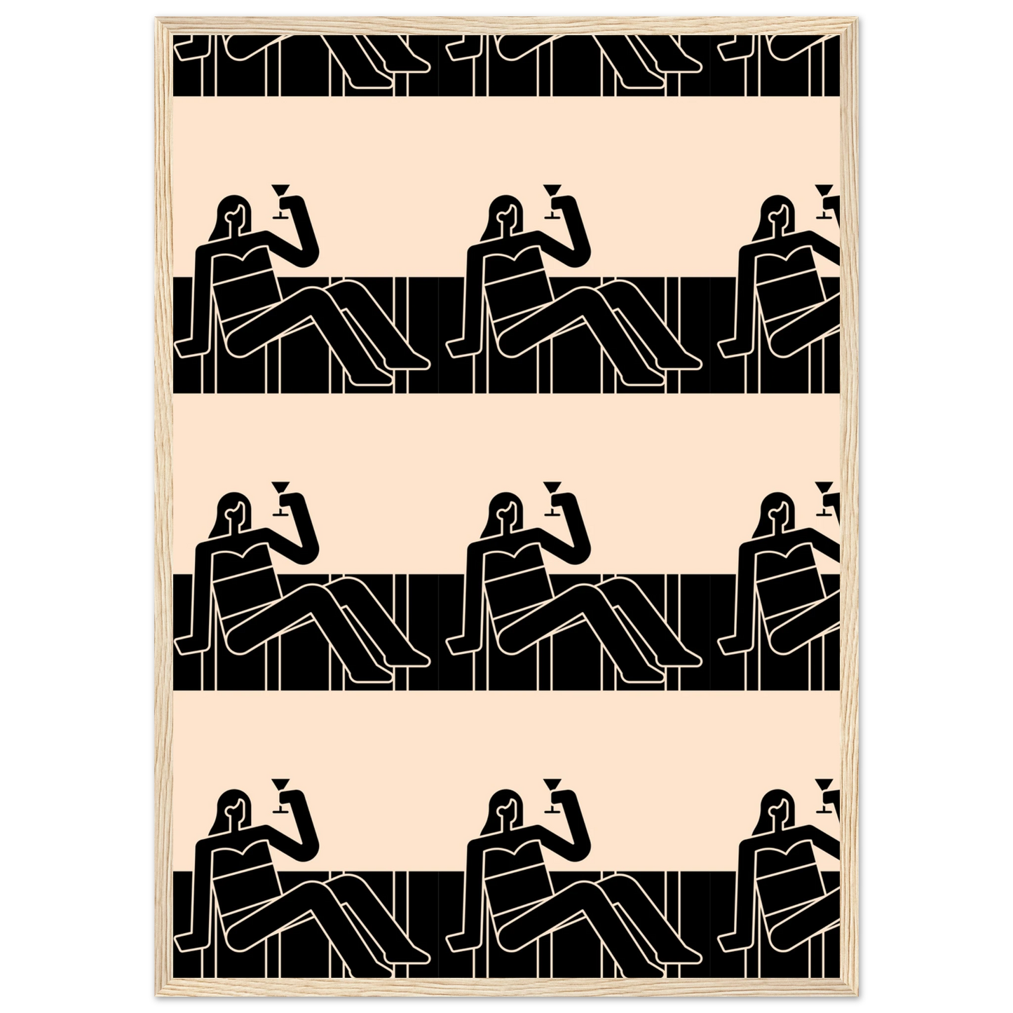 Chillin art print in a Black frame size A2 (42 x 59.4  cm) affordable wall art by Art Aunty NZ