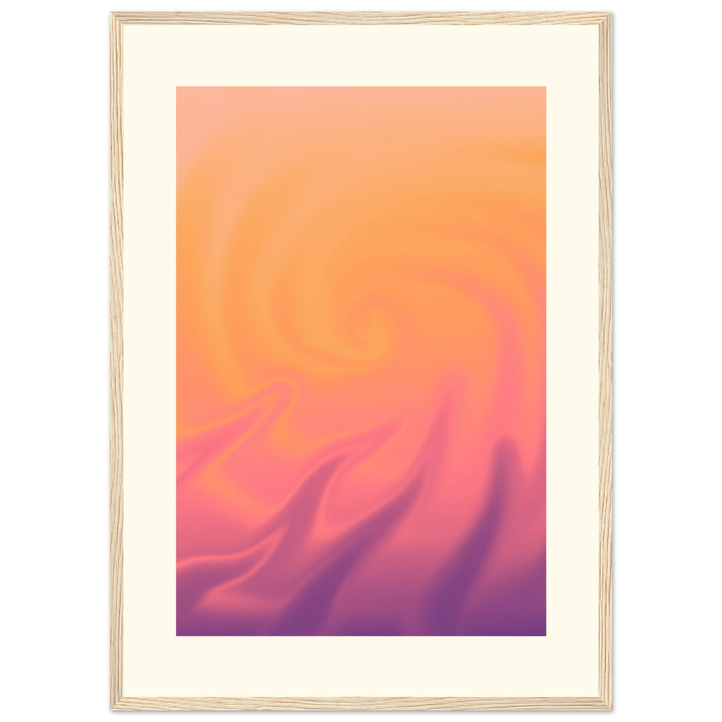 Abstract swirl framed poster radiant sunset hues by anya trut choose your size frame art print in a White frame size A1 (59.4 x 84.1  cm) affordable wall art by Art Aunty NZ