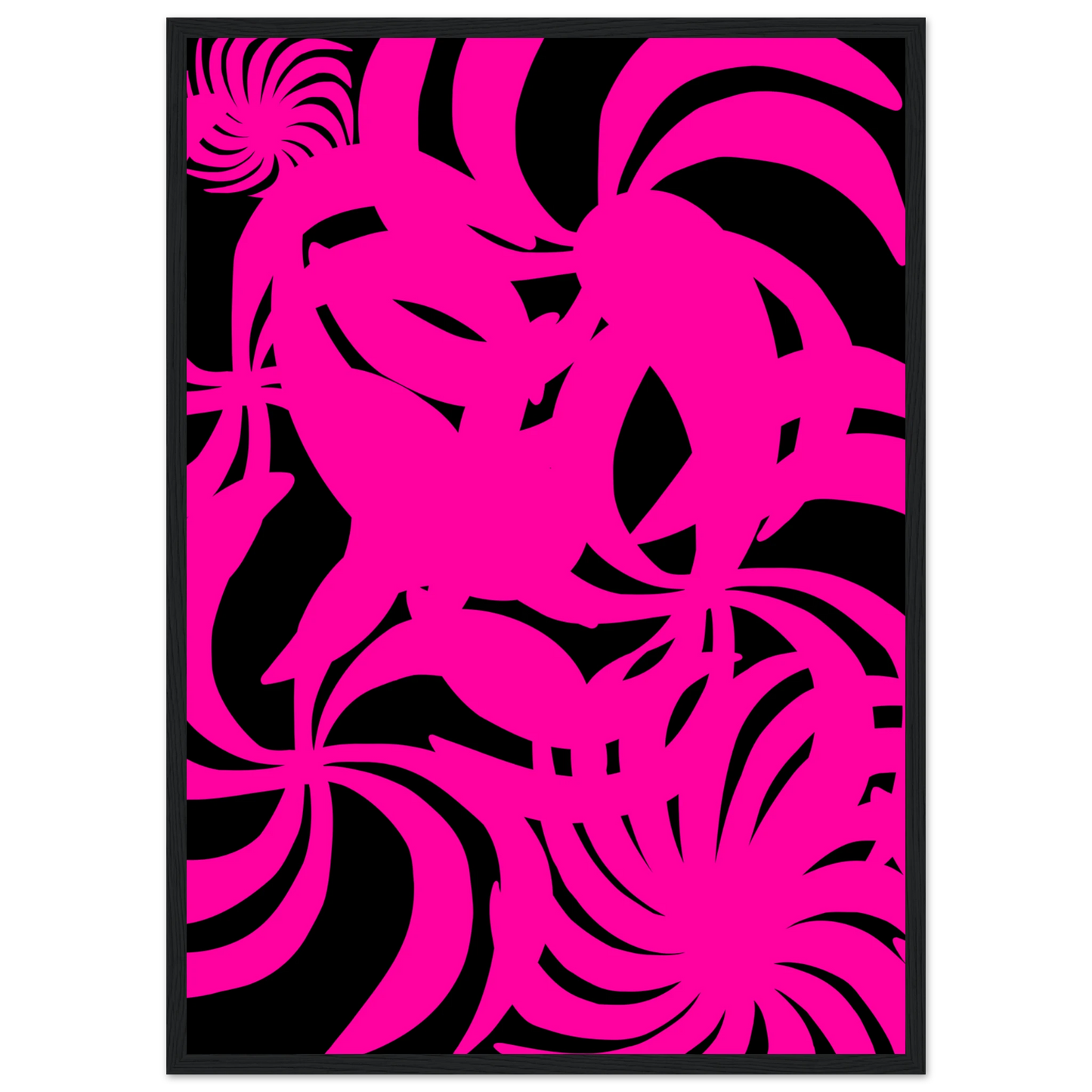 Vibrant neon swirls art print dynamic abstract wall decor in your choice of size and frame art print in a Wood frame size 21x29.7 cm / 8x12" affordable wall art by Art Aunty NZ