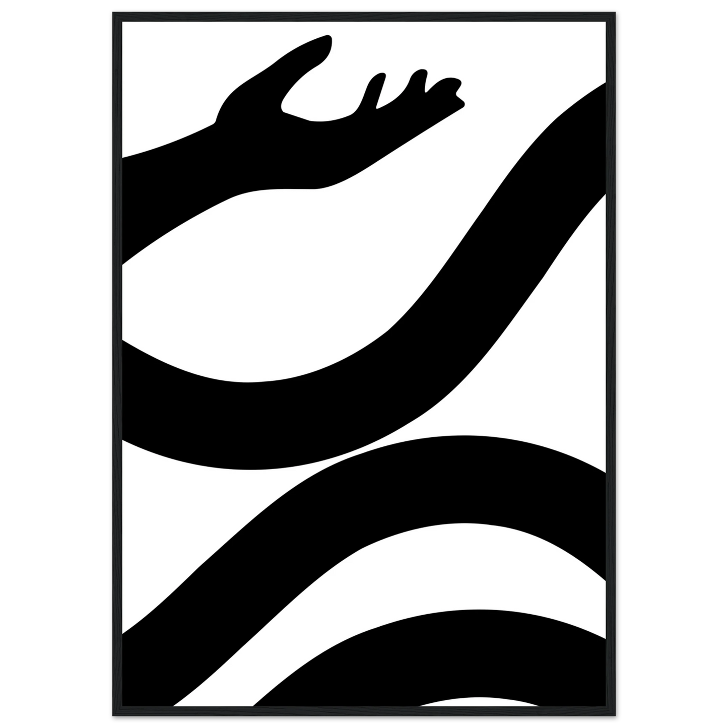 Abstract embrace minimalist black white line art print by anya trut choose your size and frame art print in a Black frame size A2 (42 x 59.4  cm) affordable wall art by Art Aunty NZ