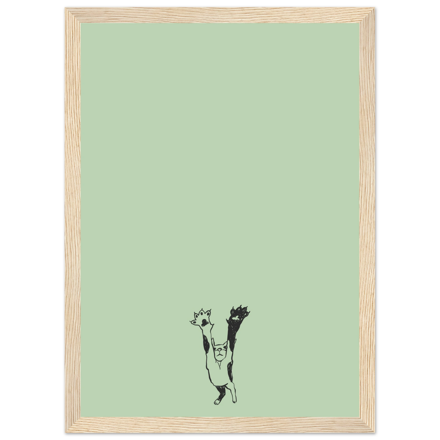 Catnip art print in a Wood frame size 21x29.7 cm / 8x12" affordable wall art by Art Aunty NZ