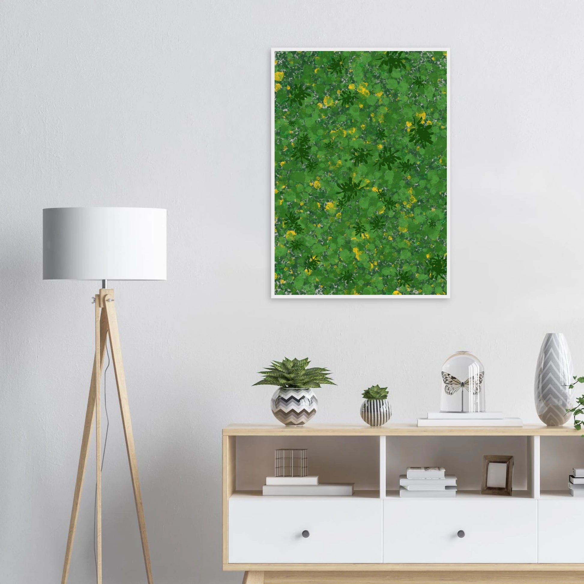 Abstract foliage reverie vibrant green yellow art print by anya trut choose your size frame art print in a  size  affordable wall art by Art Aunty NZ