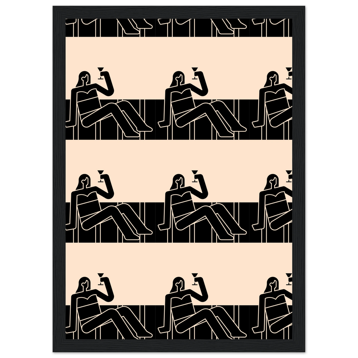 Chillin art print in a Wood frame size 21x29.7 cm / 8x12" affordable wall art by Art Aunty NZ