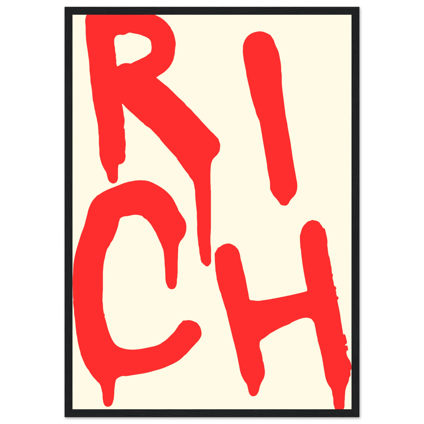 Rich red drip art print by anya trut bold statement wall decor in your choice of frame size art print in a Wood frame size 21x29.7 cm / 8x12" affordable wall art by Art Aunty NZ