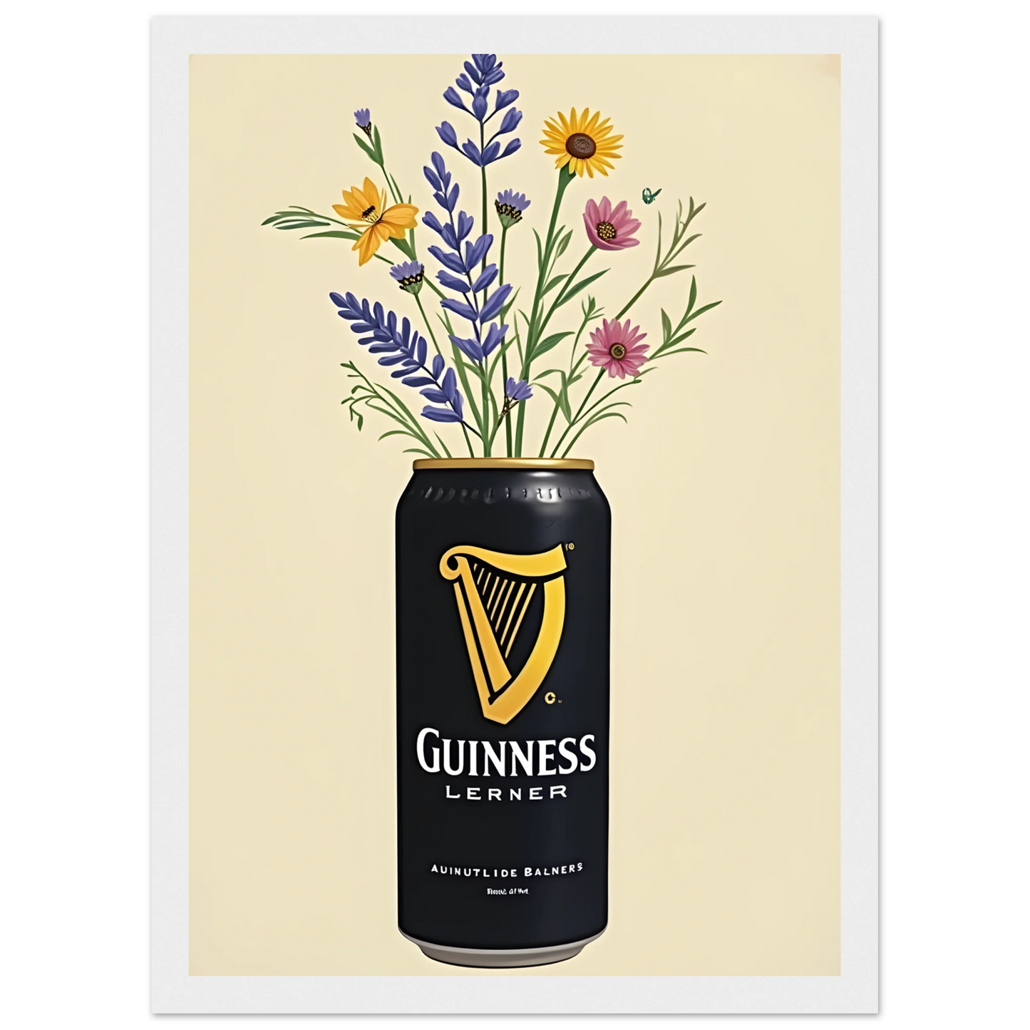 Guinness bouquet art print vibrant floral art in your choice of size frame art print in a Wood frame size A1 (59.4 x 84.1  cm) affordable wall art by Art Aunty NZ
