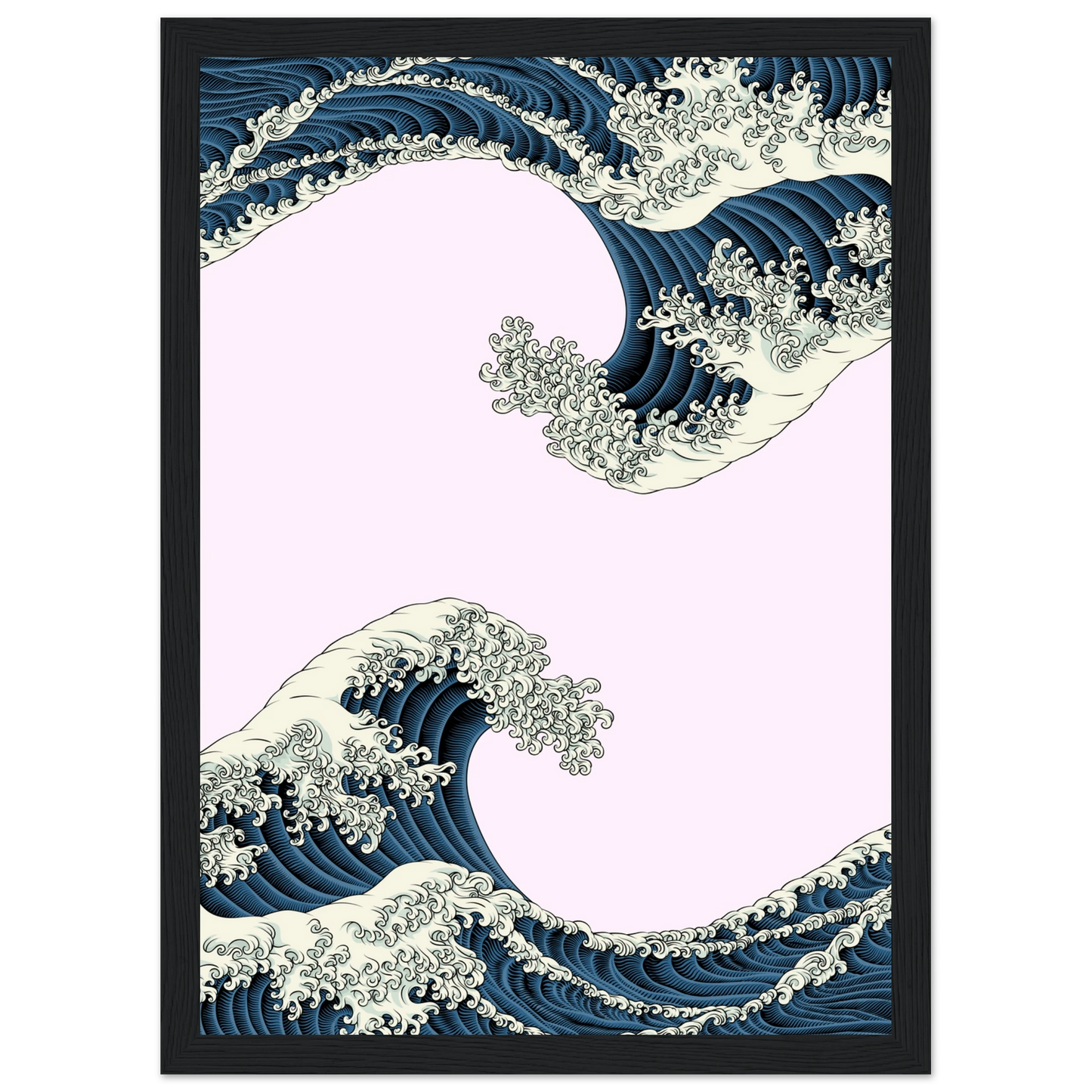 White caps art print in a Wood frame size A1 (59.4 x 84.1  cm) affordable wall art by Art Aunty NZ