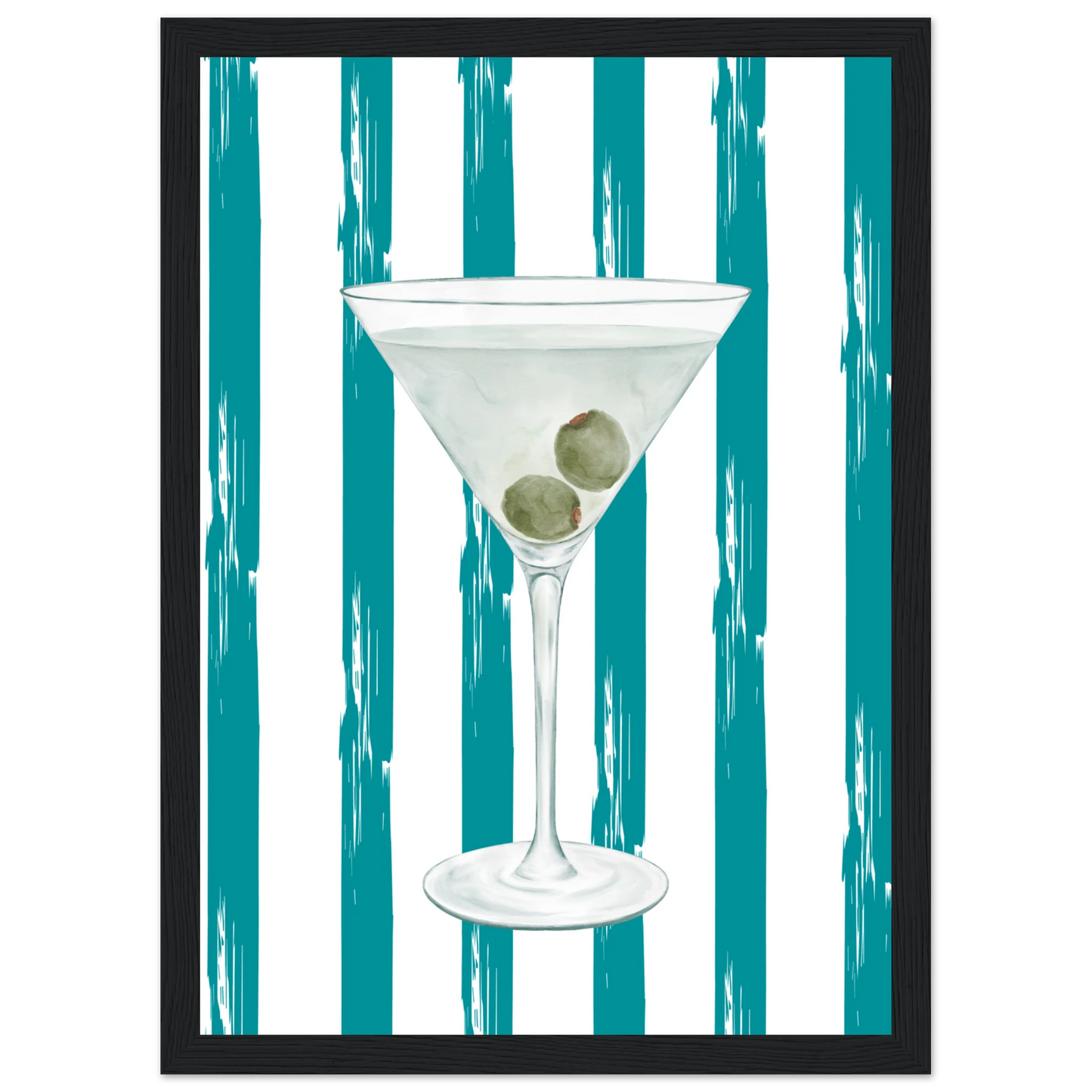 Martini chic art print stylish cocktail wall decor in your choice of size frame art print in a White frame size A2 (42 x 59.4  cm) affordable wall art by Art Aunty NZ