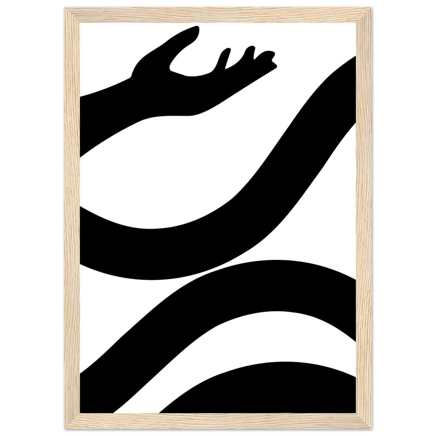 Abstract embrace minimalist black white line art print by anya trut choose your size and frame art print in a Black frame size 21x29.7 cm / 8x12" affordable wall art by Art Aunty NZ