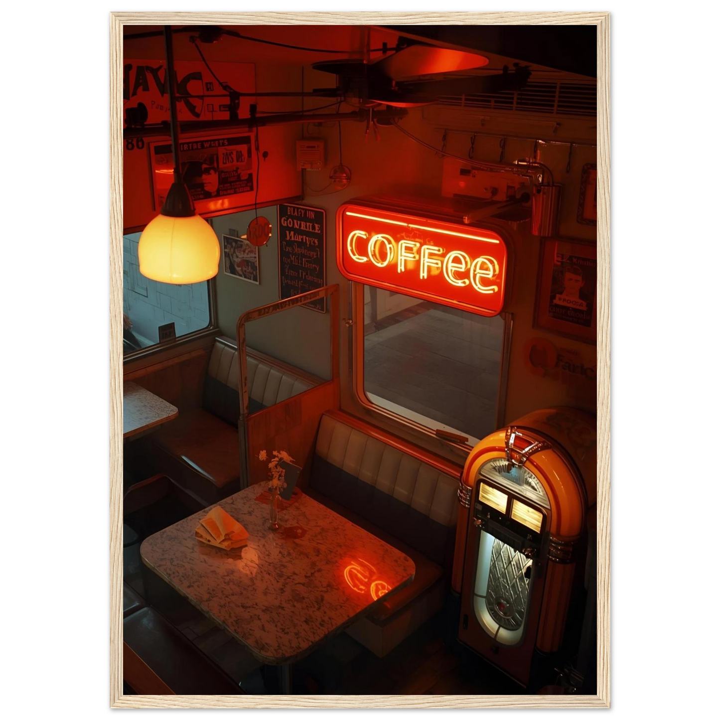 Into the night art print in a Wood frame size A2 (42 x 59.4  cm) affordable wall art by Art Aunty NZ