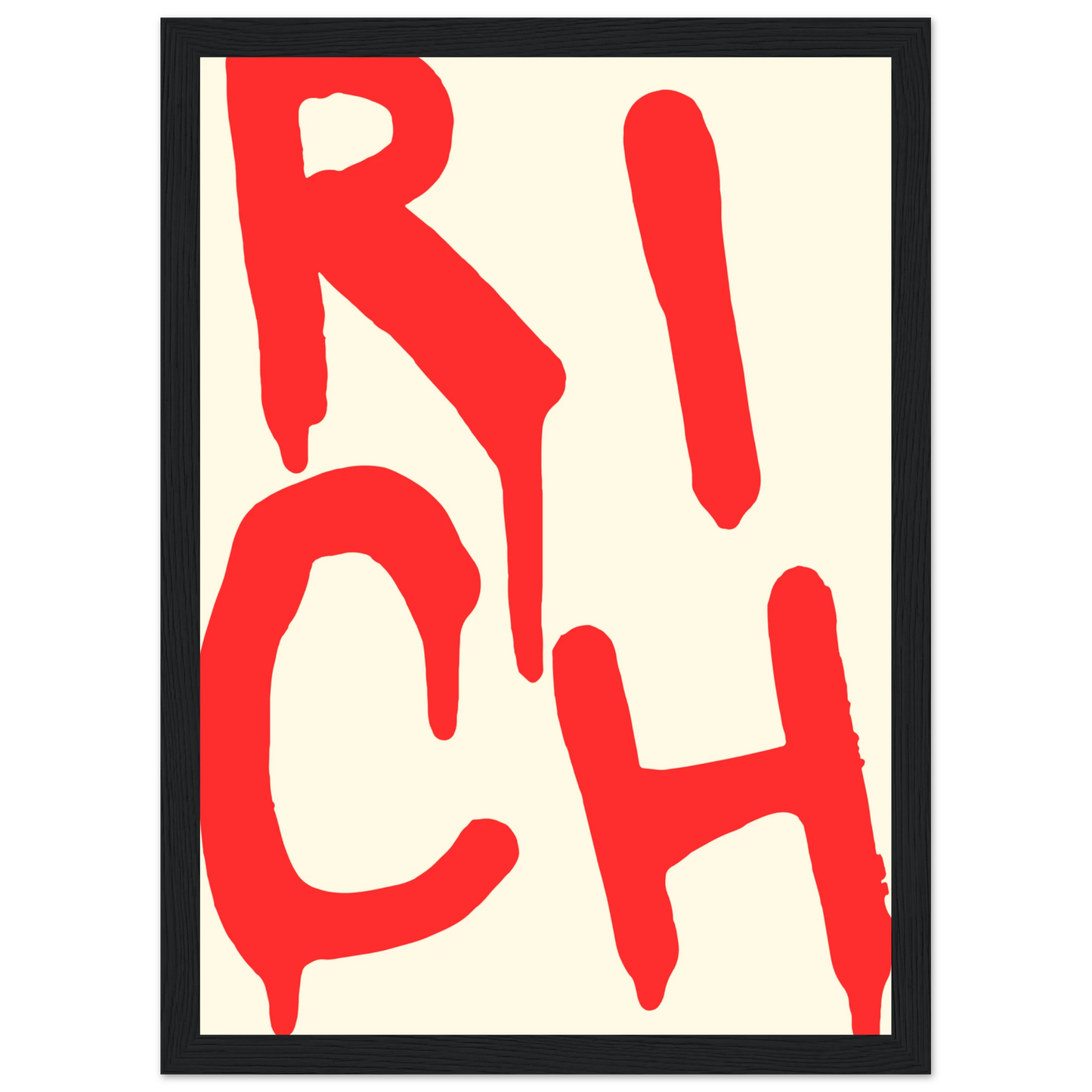 Rich red drip art print by anya trut bold statement wall decor in your choice of frame size art print in a White frame size A2 (42 x 59.4  cm) affordable wall art by Art Aunty NZ