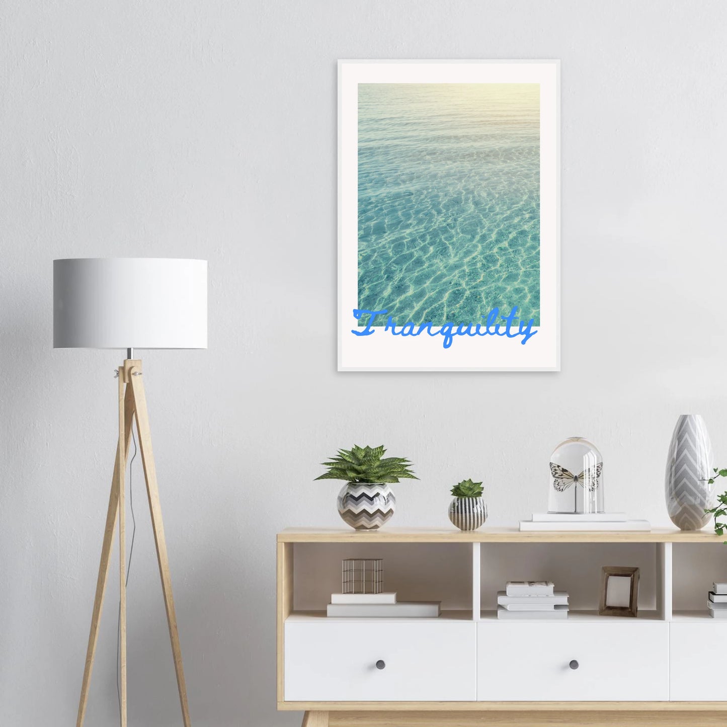 Tranquility framed serene water reflection art print by anya trut in your choice of size and frame finish art print in a  size  affordable wall art by Art Aunty NZ