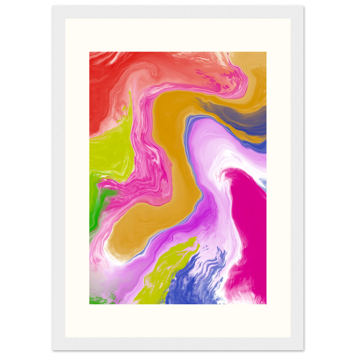 Abstract swirl canvas print by anya trut vibrant flow art in your choice of size frame art print in a Wood frame size A1 (59.4 x 84.1  cm) affordable wall art by Art Aunty NZ