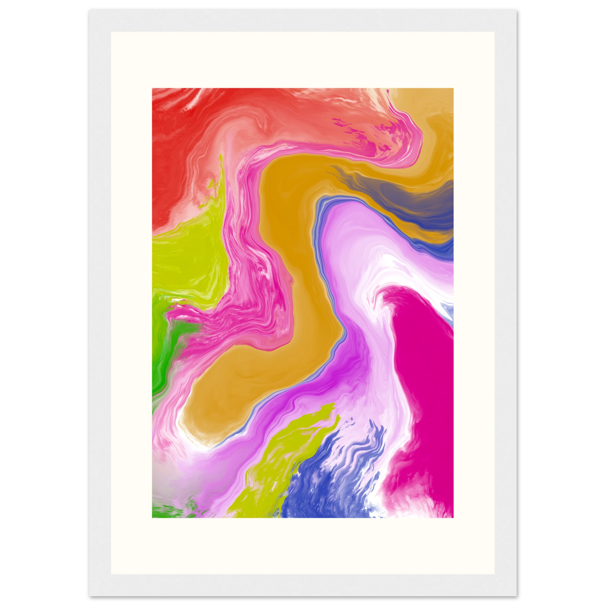 Abstract swirl canvas print by anya trut vibrant flow art in your choice of size frame art print in a Wood frame size A1 (59.4 x 84.1  cm) affordable wall art by Art Aunty NZ