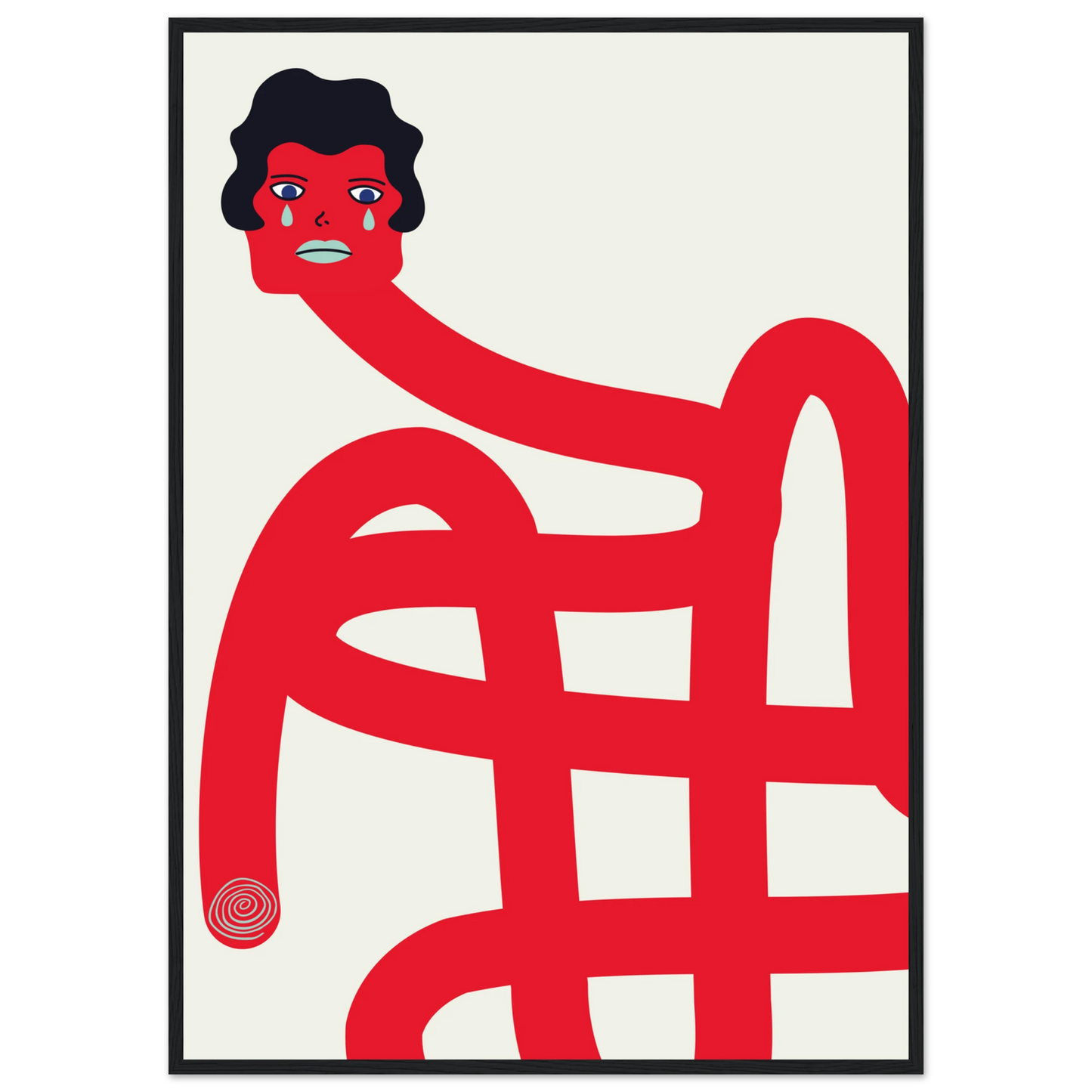 Crybaby framed art print by anya trut expressive abstract wall decor in your choice of size frame art print in a Black frame size A2 (42 x 59.4  cm) affordable wall art by Art Aunty NZ