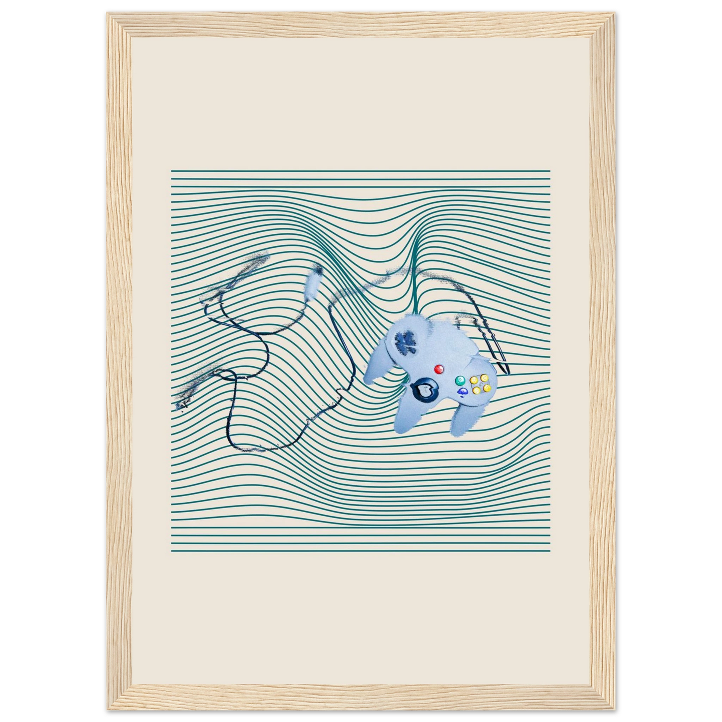 Gameboy art print in a Black frame size A1 (59.4 x 84.1  cm) affordable wall art by Art Aunty NZ