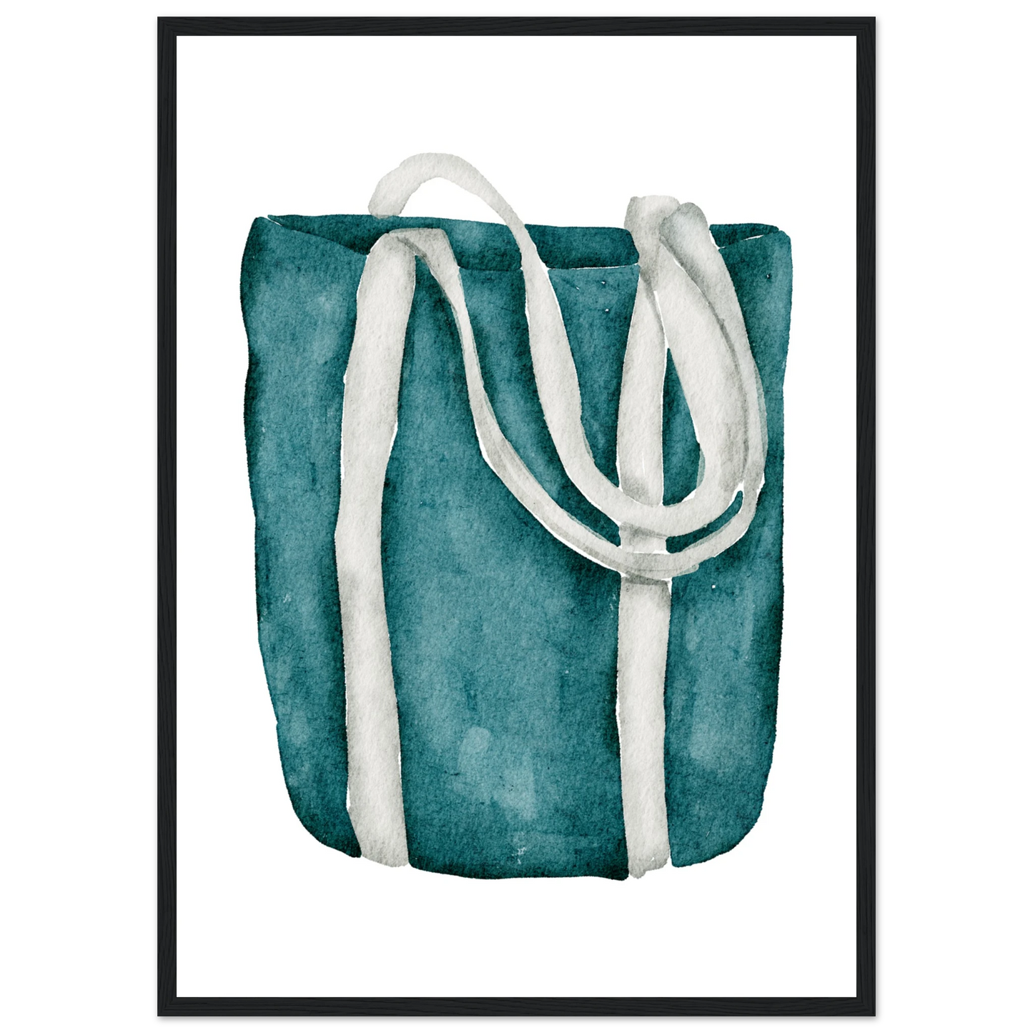 Beach bag 1 art print in a Wood frame size A2 (42 x 59.4  cm) affordable wall art by Art Aunty NZ