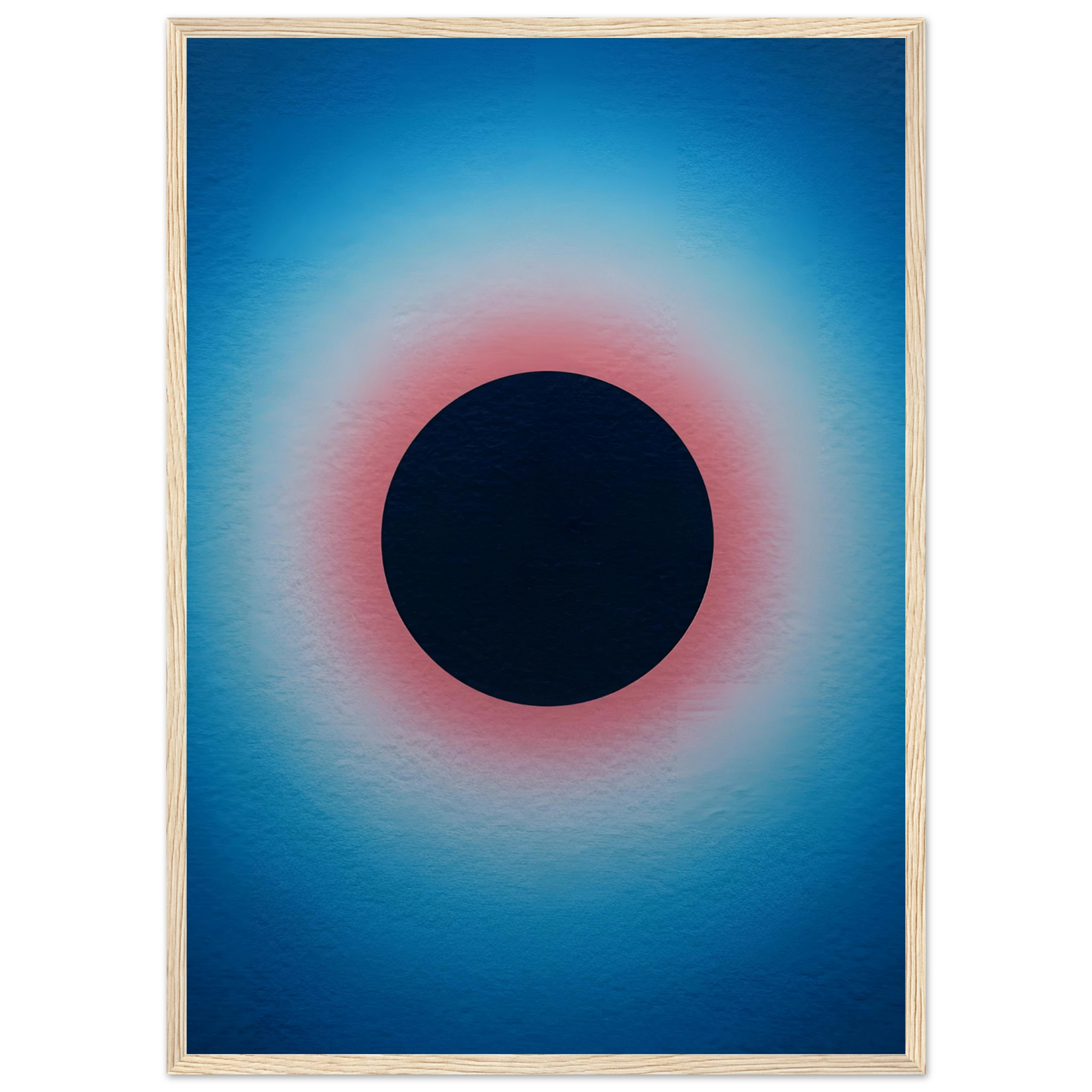 Radiant eclipse framed poster abstract art in three sizes custom frames art print in a White frame size A1 (59.4 x 84.1  cm) affordable wall art by Art Aunty NZ