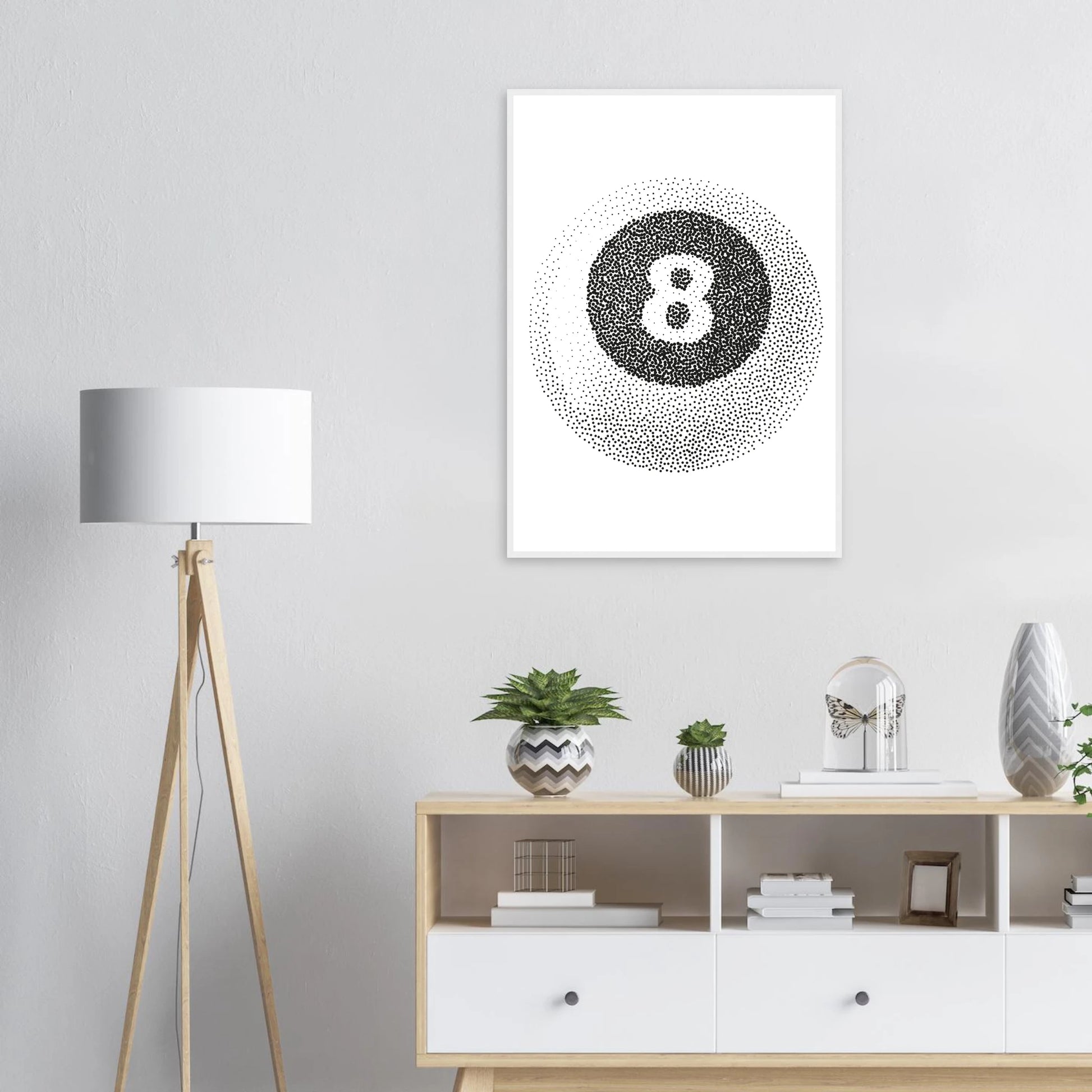 Abstract eight ball dot art print by anya trut choose your size frame art print in a  size  affordable wall art by Art Aunty NZ