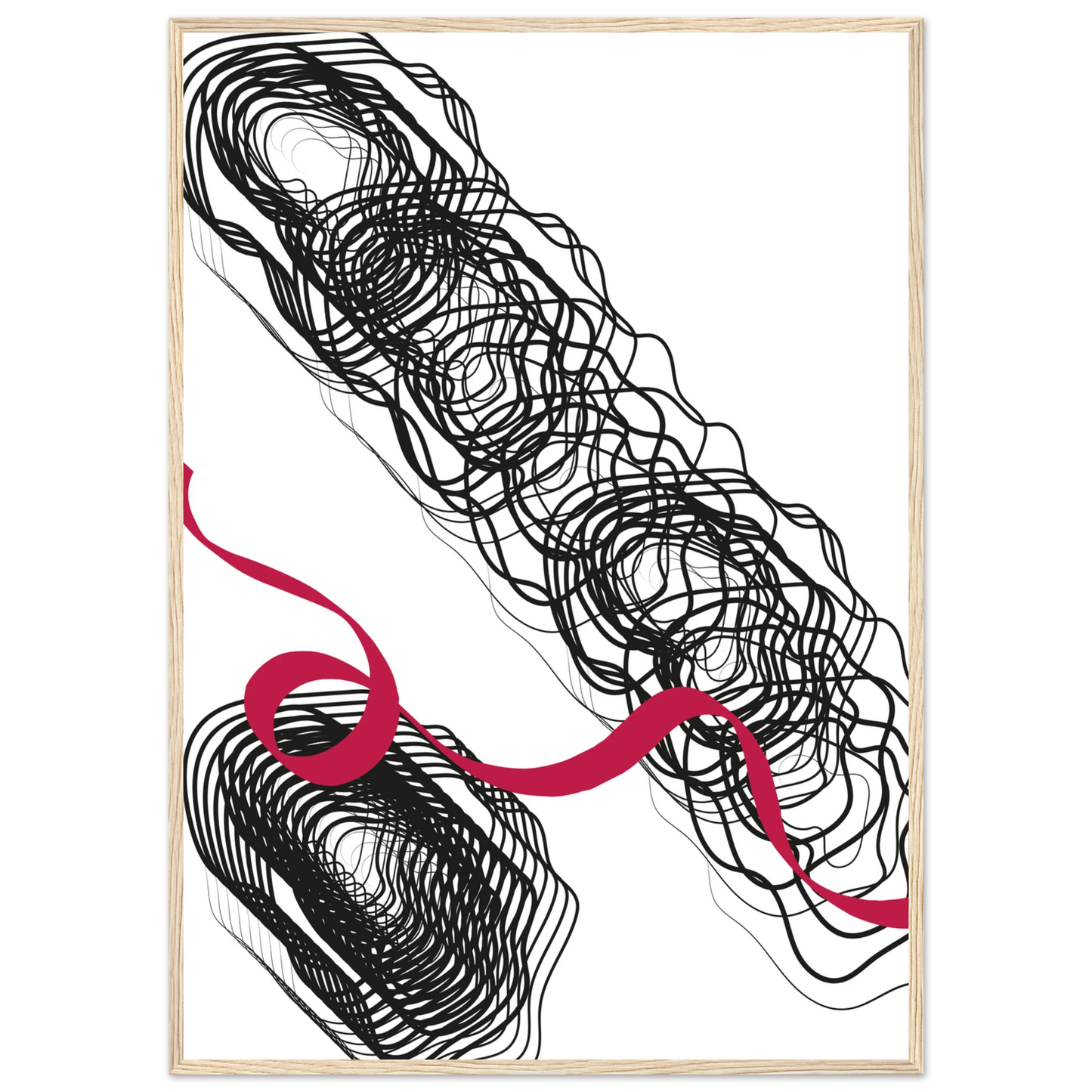 Abstract swirls ribbon framed art print by anya trut modern minimalist wall decor in your choice of size frame art print in a Black frame size A1 (59.4 x 84.1  cm) affordable wall art by Art Aunty NZ