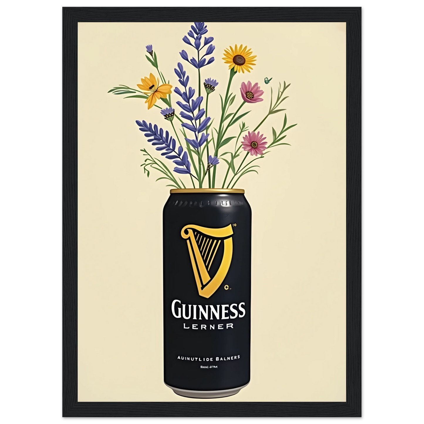 Guinness bouquet art print vibrant floral art in your choice of size frame art print in a White frame size A2 (42 x 59.4  cm) affordable wall art by Art Aunty NZ