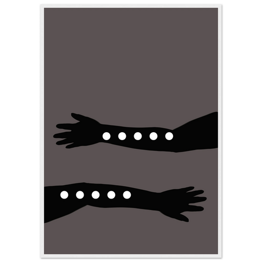 Abstract arms by anya trut striking minimalist wall art multiple sizes frame choices art print in a White frame size 21x29.7 cm / 8x12" affordable wall art by Art Aunty NZ