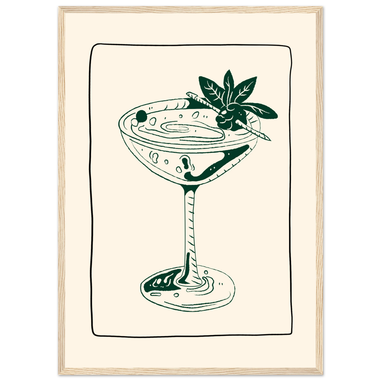 Evening elixir cocktail art print by anya trut choose your size and frame for effortless style art print in a White frame size A1 (59.4 x 84.1  cm) affordable wall art by Art Aunty NZ