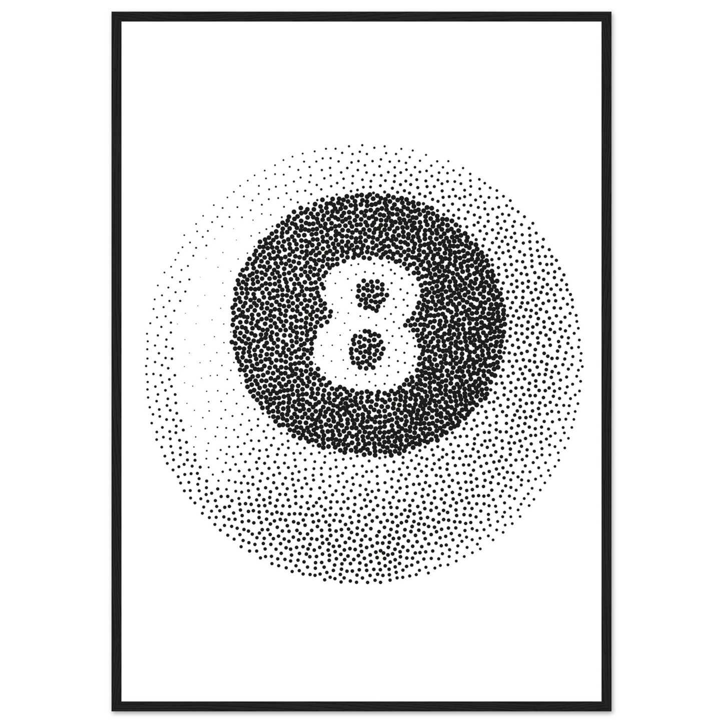 Abstract eight ball dot art print by anya trut choose your size frame art print in a Black frame size A2 (42 x 59.4  cm) affordable wall art by Art Aunty NZ