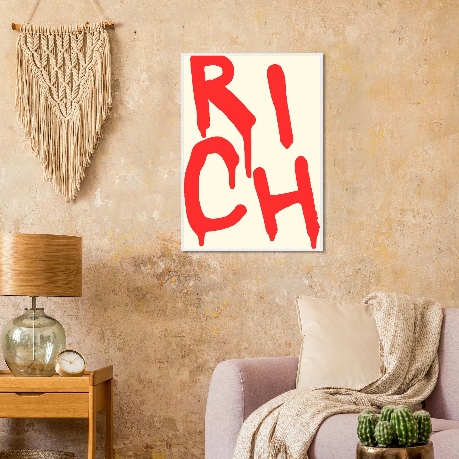 Rich red drip art print by anya trut bold statement wall decor in your choice of frame size art print in a  size  affordable wall art by Art Aunty NZ