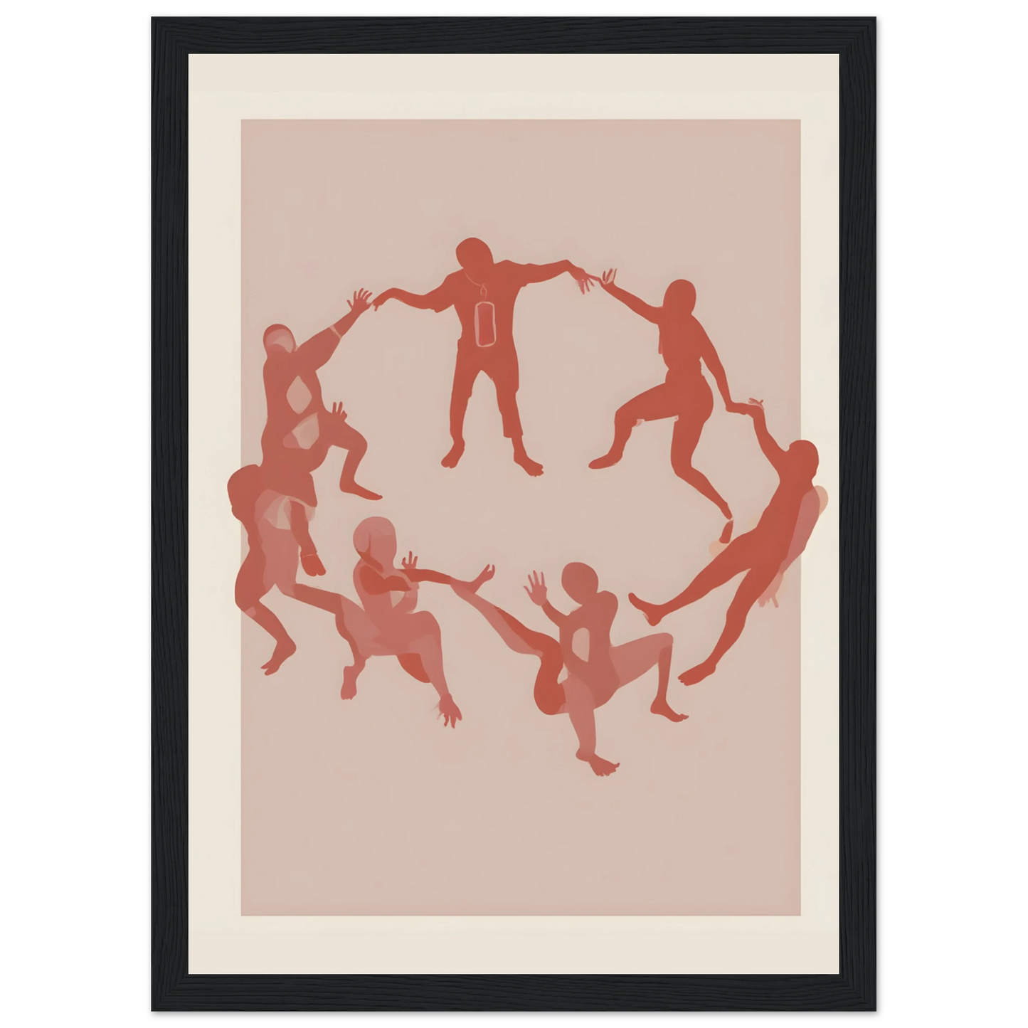 Unity in motion by anya trut modern figurative art print available in multiple sizes and frames art print in a Wood frame size A2 (42 x 59.4  cm) affordable wall art by Art Aunty NZ