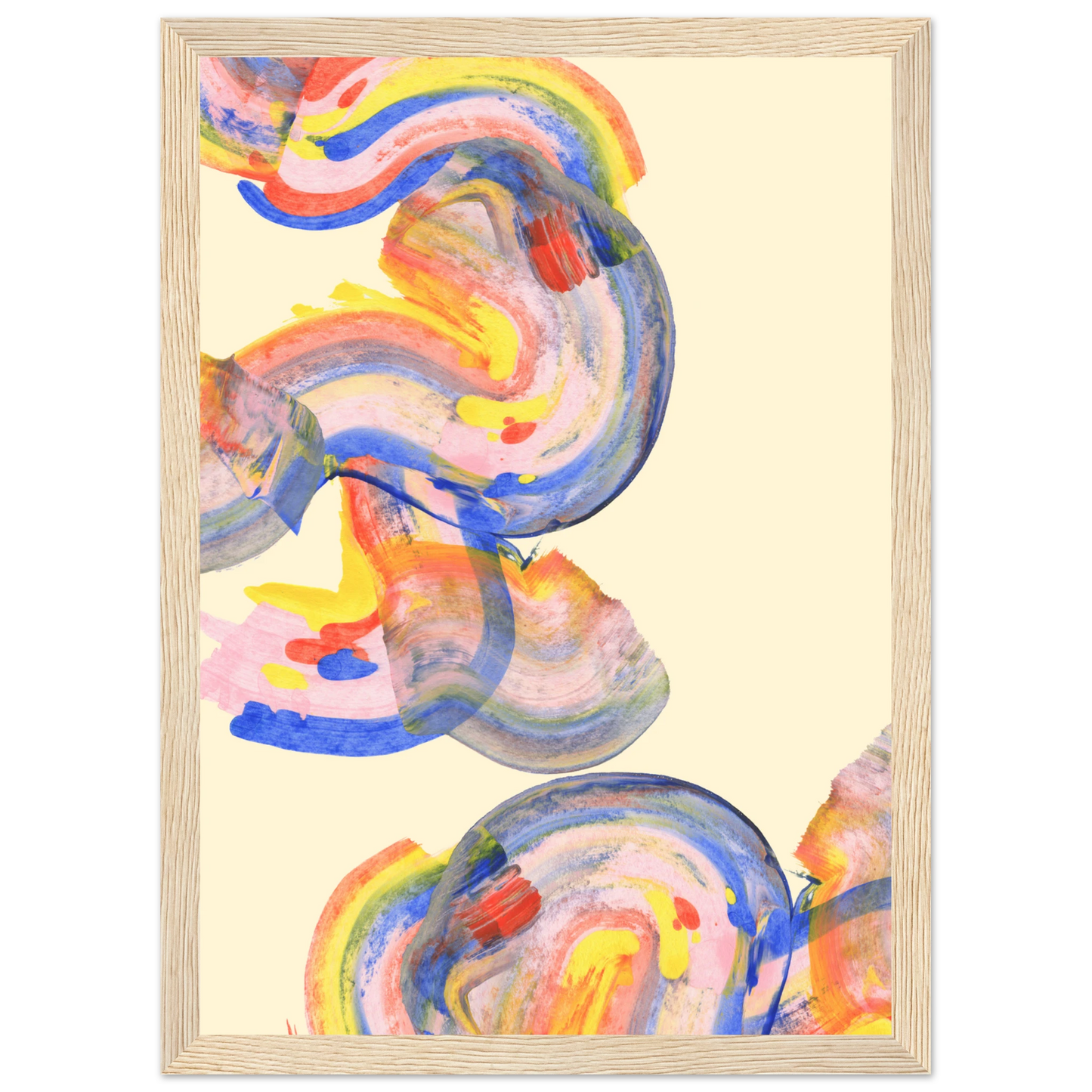 Abstract swirls vibrant framed art print by anya trut choose your size frame art print in a Black frame size 21x29.7 cm / 8x12" affordable wall art by Art Aunty NZ