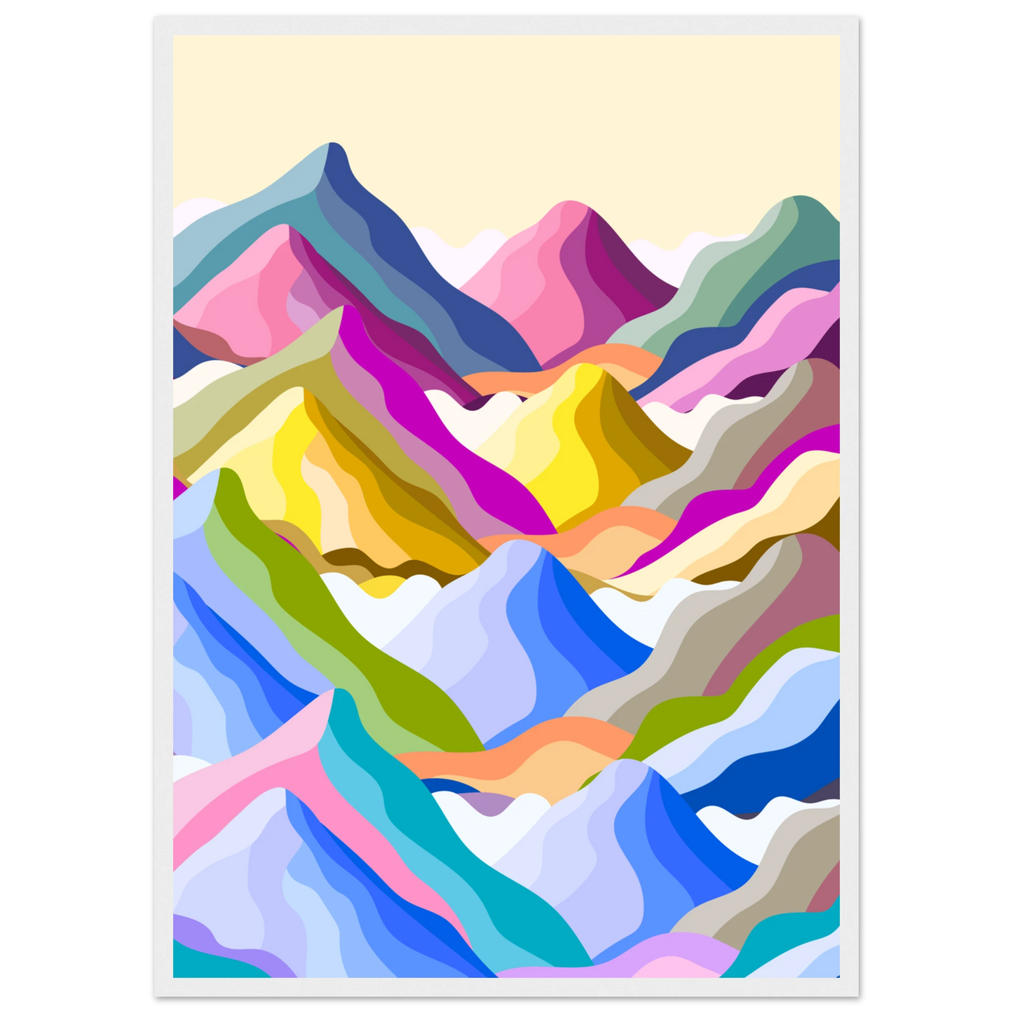 Abstract mountain peaks art print kaleidoscope ridge by anya trut in your choice of frame art print in a Wood frame size A2 (42 x 59.4  cm) affordable wall art by Art Aunty NZ