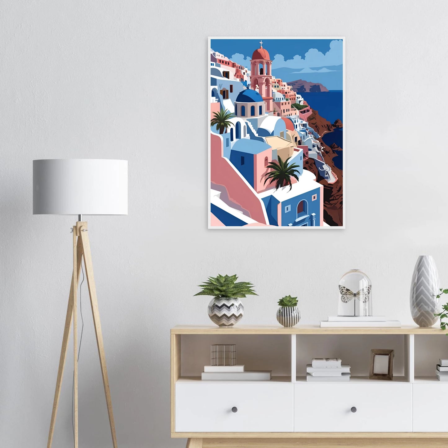 Santorini serenity art print coastal greece inspired decor by anya trut choose your size frame art print in a  size  affordable wall art by Art Aunty NZ