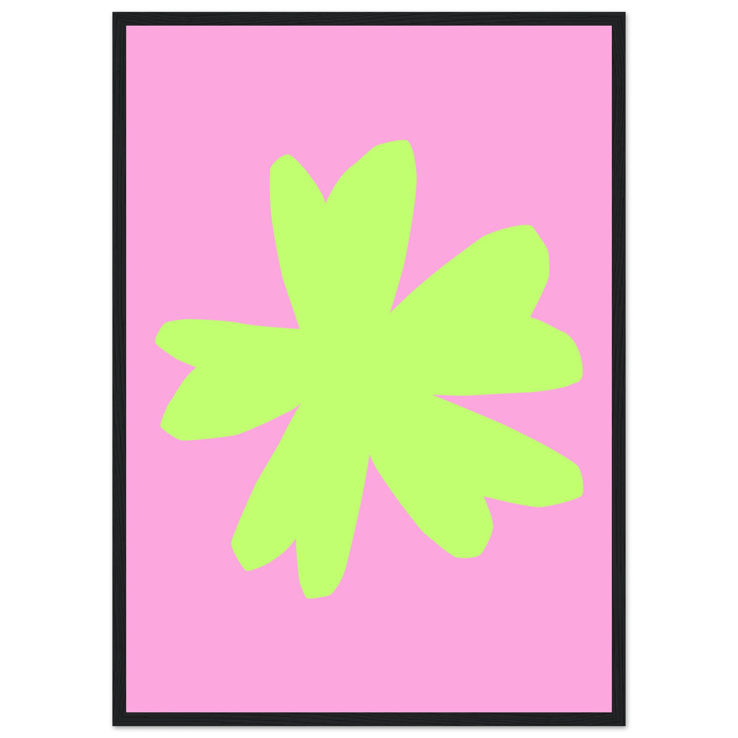 Vibrant blossom pink lime abstract floral print framed wall art by anya trut art print in a Wood frame size 21x29.7 cm / 8x12" affordable wall art by Art Aunty NZ