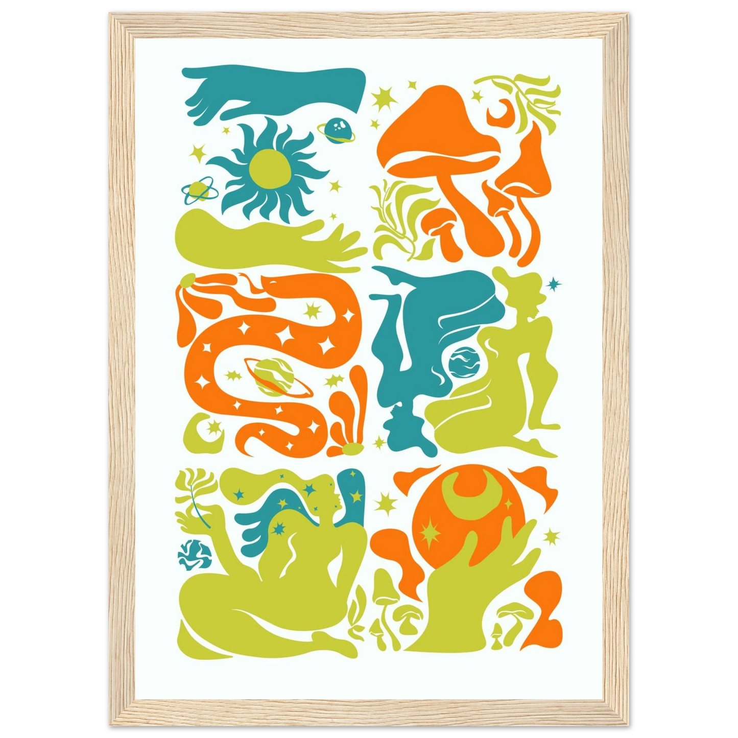 Swimmer art print in a Black frame size A1 (59.4 x 84.1  cm) affordable wall art by Art Aunty NZ