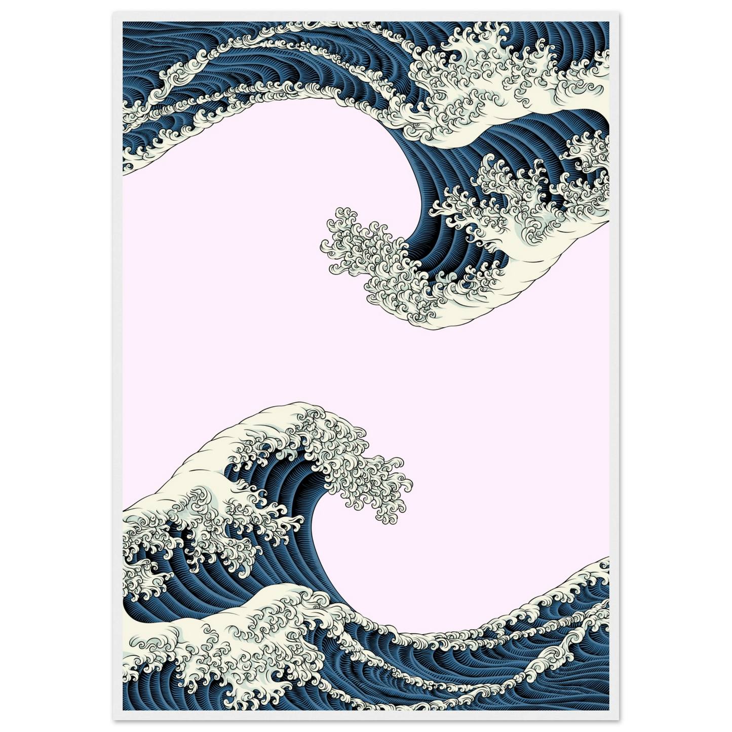 White caps art print in a White frame size 21x29.7 cm / 8x12" affordable wall art by Art Aunty NZ