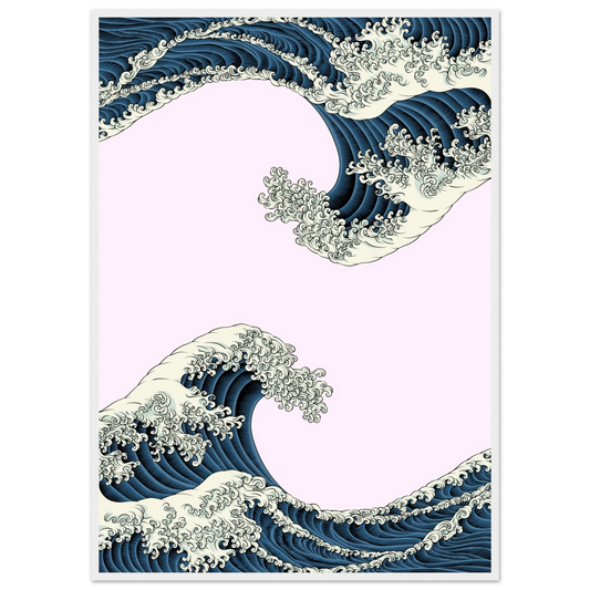 White caps art print in a White frame size 21x29.7 cm / 8x12" affordable wall art by Art Aunty NZ