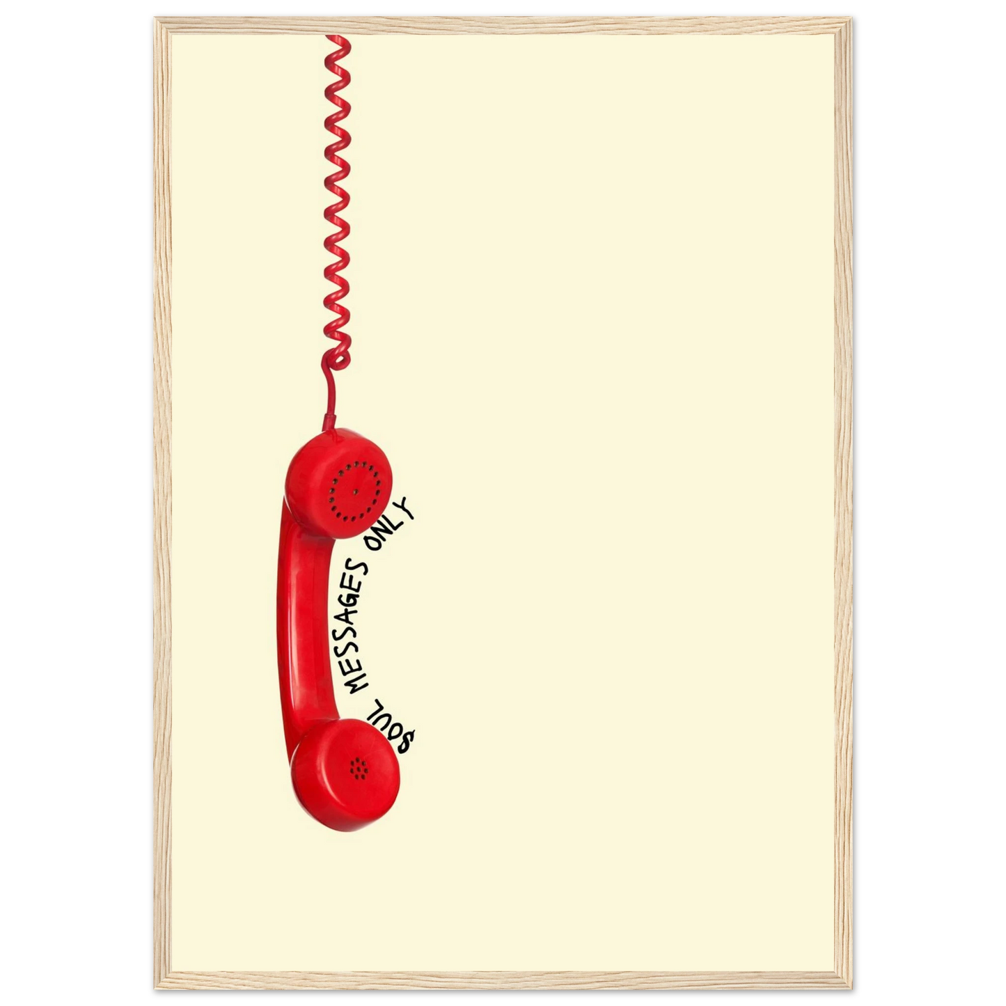 Answerphone 1 art print in a Wood frame size A2 (42 x 59.4  cm) affordable wall art by Art Aunty NZ