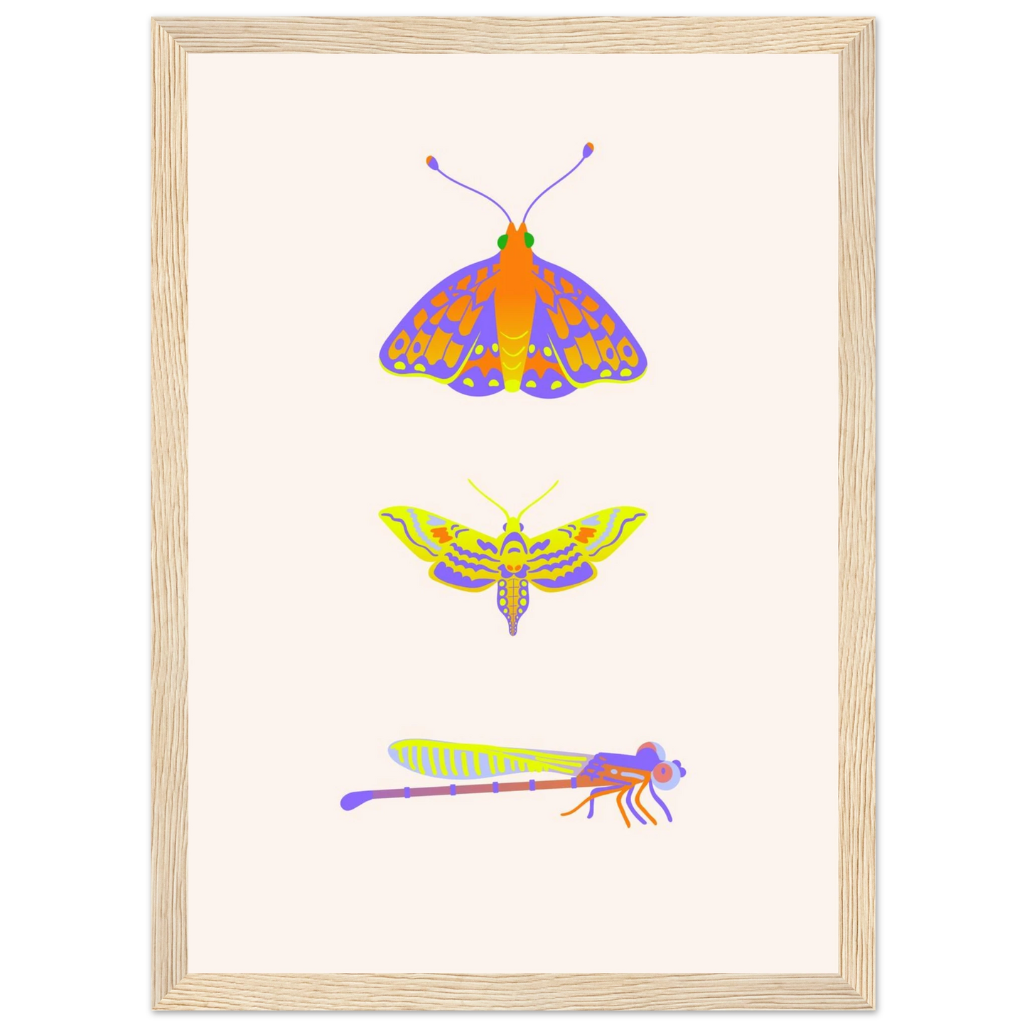 Disect art print in a White frame size A2 (42 x 59.4  cm) affordable wall art by Art Aunty NZ