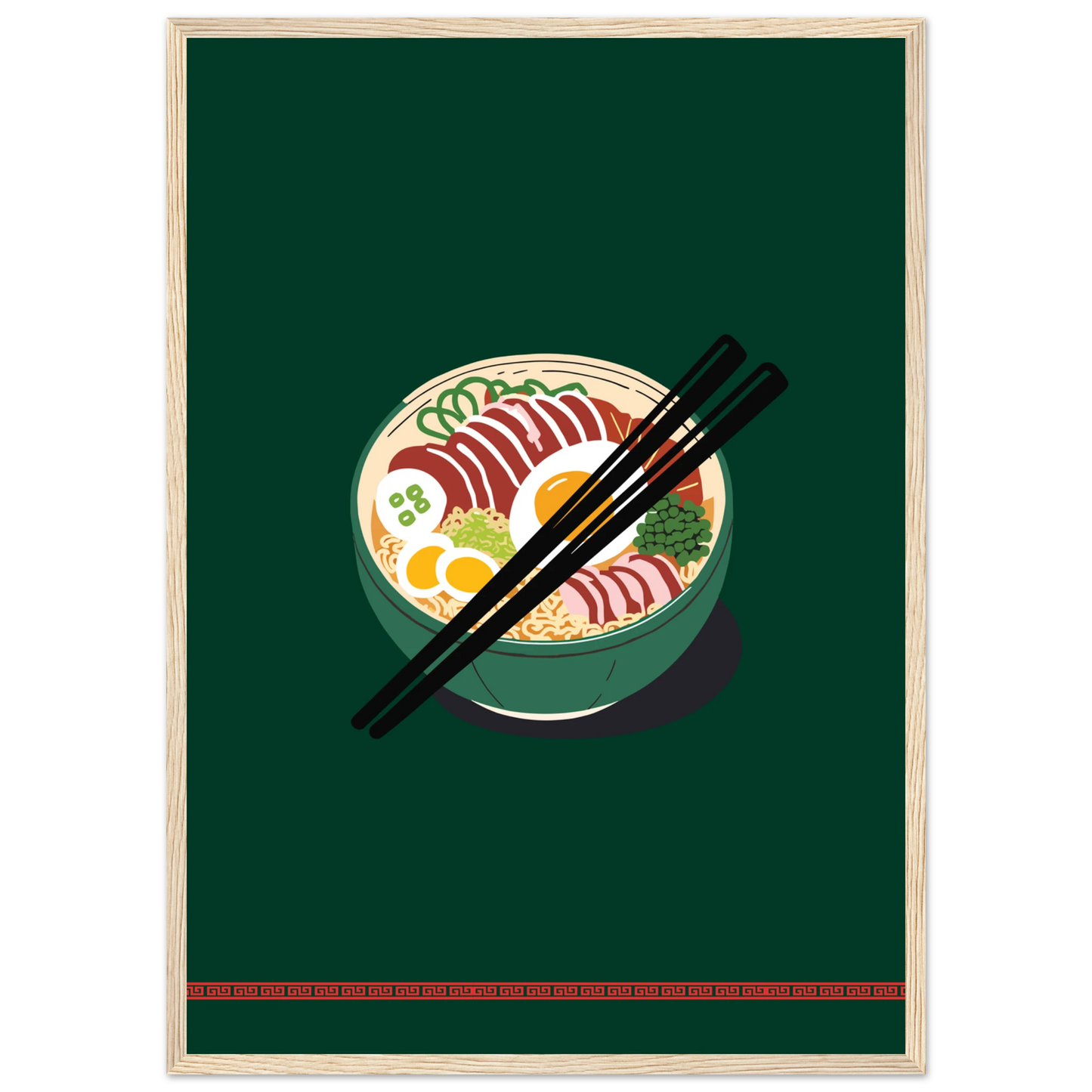 Flavorful ramen bowl wall art print by anya trut customize your size frame art print in a White frame size A1 (59.4 x 84.1  cm) affordable wall art by Art Aunty NZ