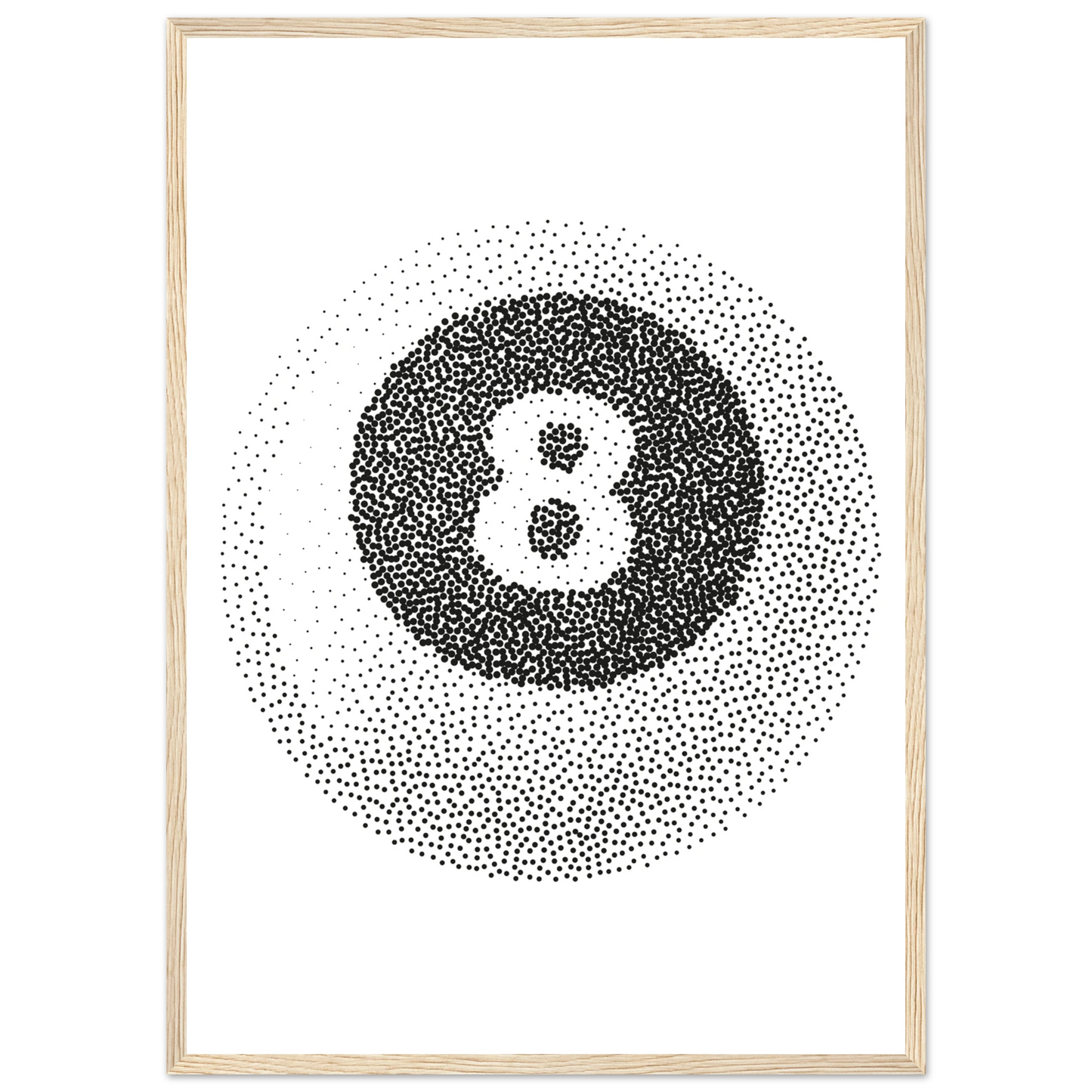 Abstract eight ball dot art print by anya trut choose your size frame art print in a White frame size A1 (59.4 x 84.1  cm) affordable wall art by Art Aunty NZ