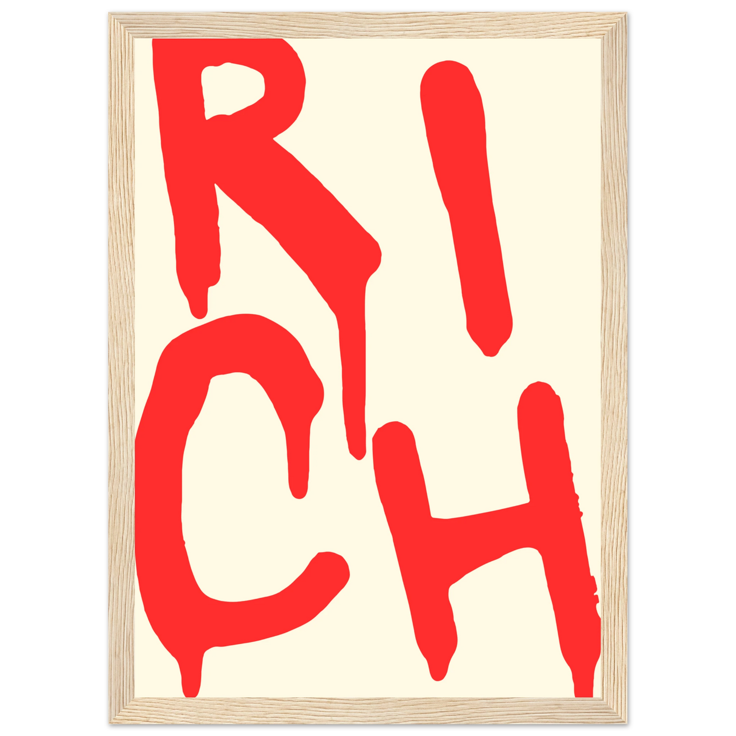 Rich red drip art print by anya trut bold statement wall decor in your choice of frame size art print in a Black frame size 21x29.7 cm / 8x12" affordable wall art by Art Aunty NZ