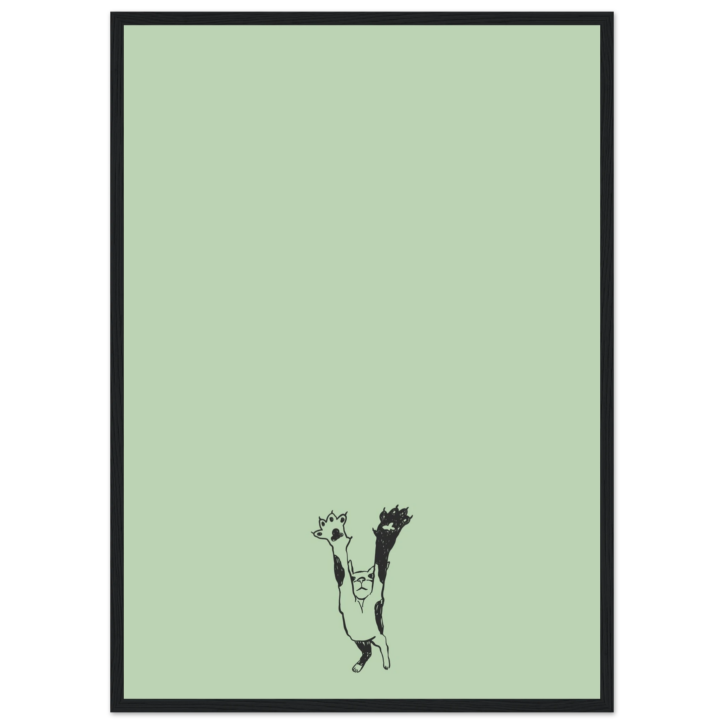 Catnip art print in a Wood frame size A2 (42 x 59.4  cm) affordable wall art by Art Aunty NZ