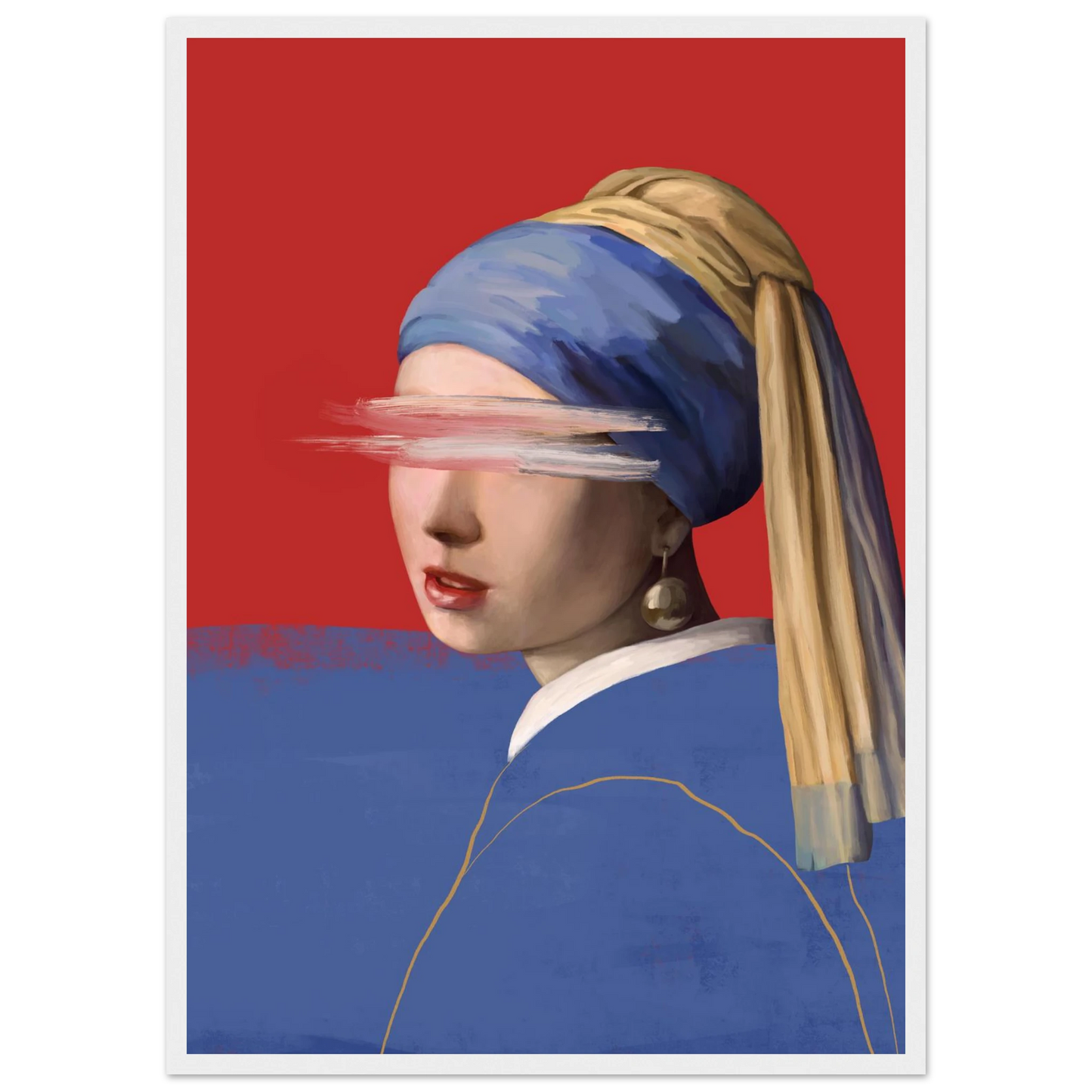 Girl with a pearl earring modern abstraction framed poster by ioana horvat in your choice of size frame color art print in a Black frame size 21x29.7 cm / 8x12" affordable wall art by Art Aunty NZ