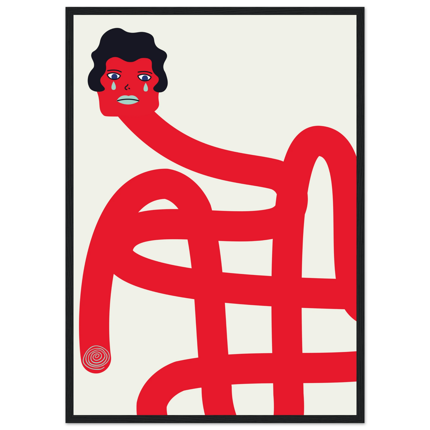 Crybaby framed art print by anya trut expressive abstract wall decor in your choice of size frame art print in a Wood frame size 21x29.7 cm / 8x12" affordable wall art by Art Aunty NZ