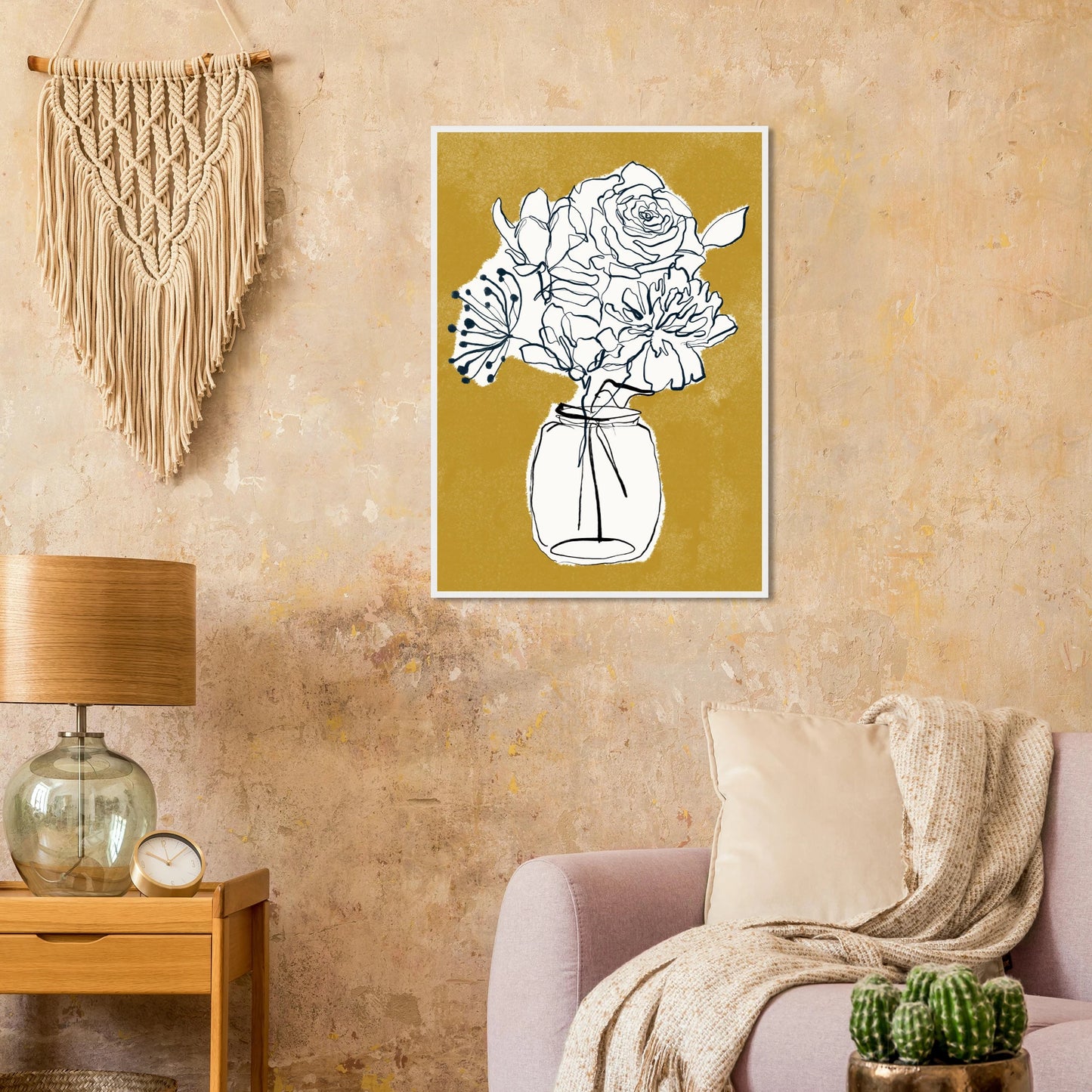 Minimalist floral sketch poster elegant botanical art print for modern interiors in your choice of frame art print in a  size  affordable wall art by Art Aunty NZ